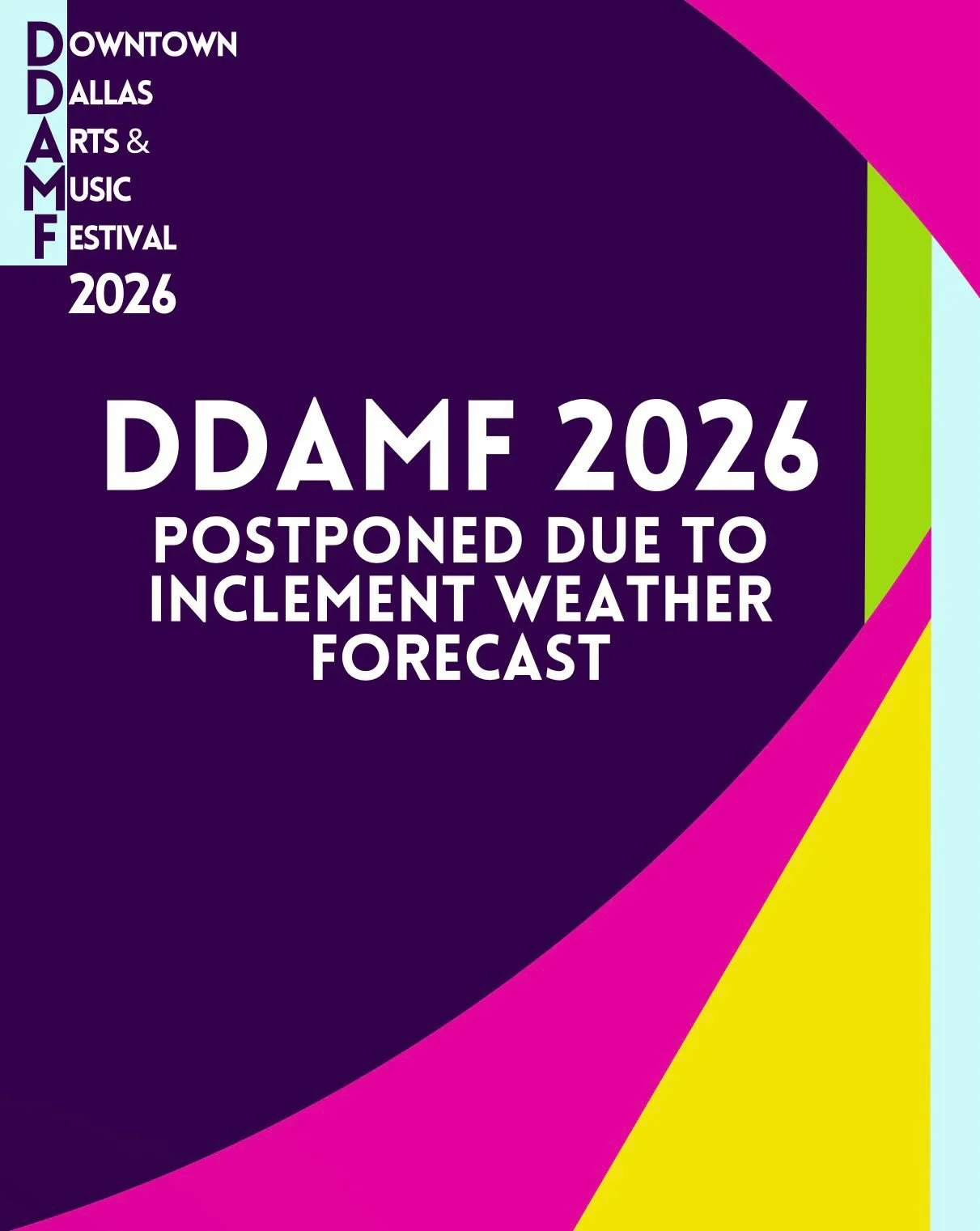 On behalf of the entire team at DDAMF, it's with great regret that we inform you that DDAMF must reschedule our May 23&amp;24th due to rain.

Our NEW dates for DDAMF 2026 are:
Saturday September 12 | Noon - 10:00 PM
Sunday September 13 | Noon - 6:00 