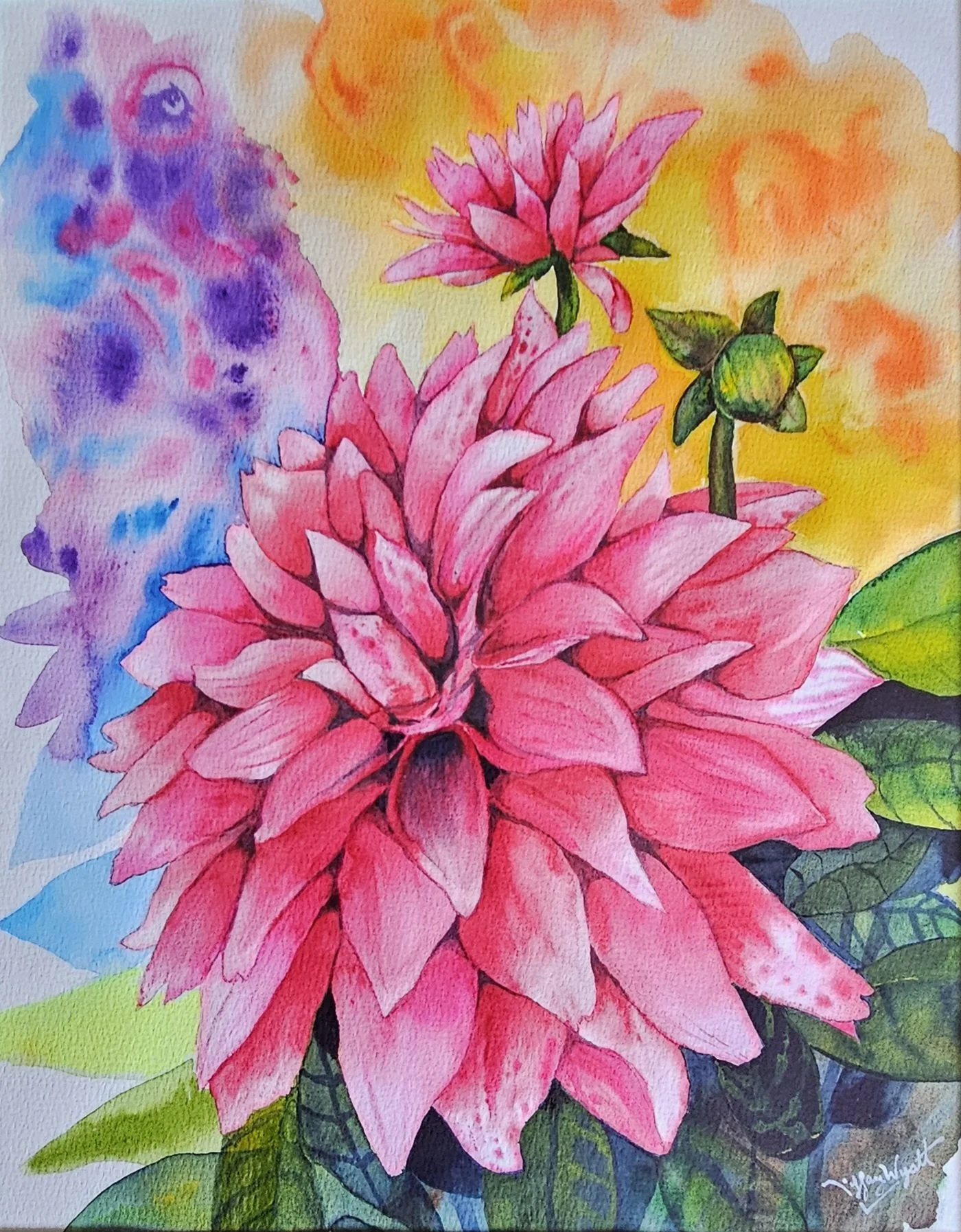 Dahlia in Watercolor - 16x20