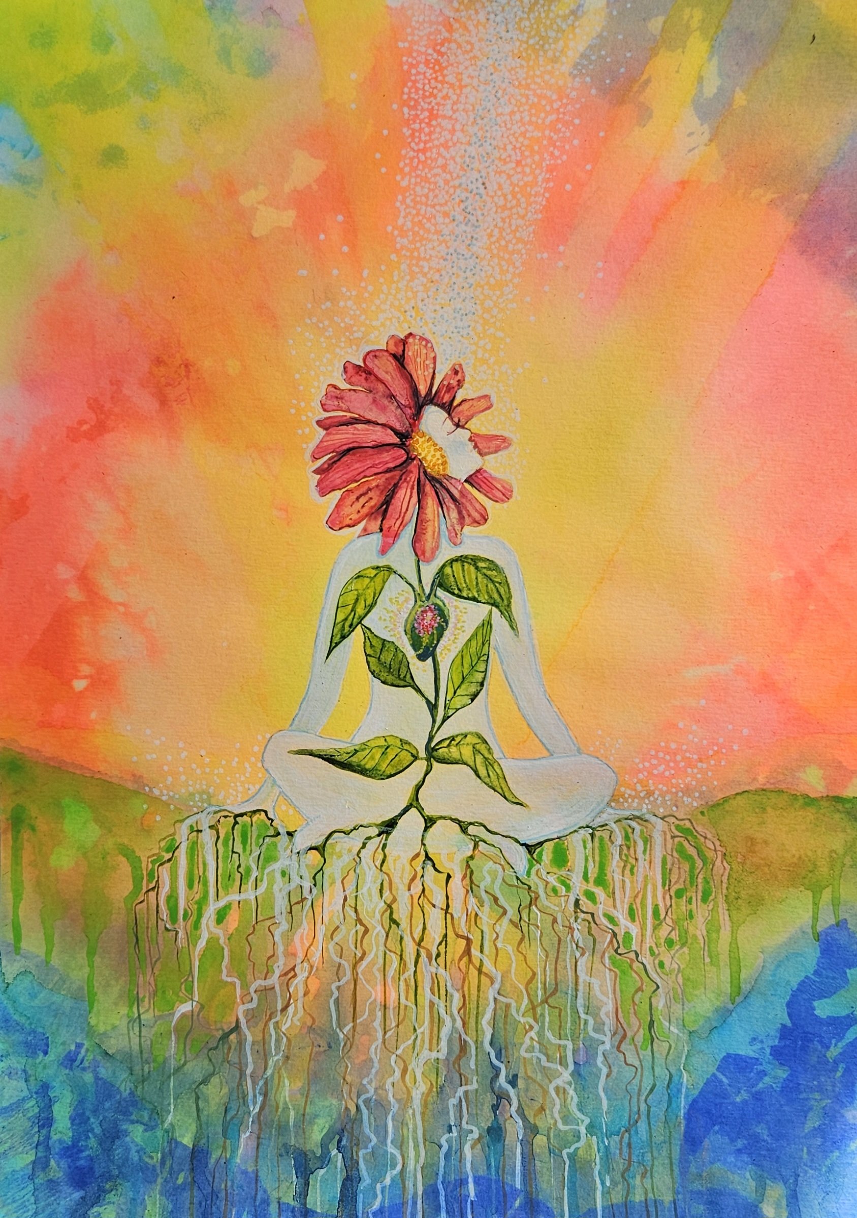 Oneness 8x12 Mixed Media, with water from Blue Heron Spring