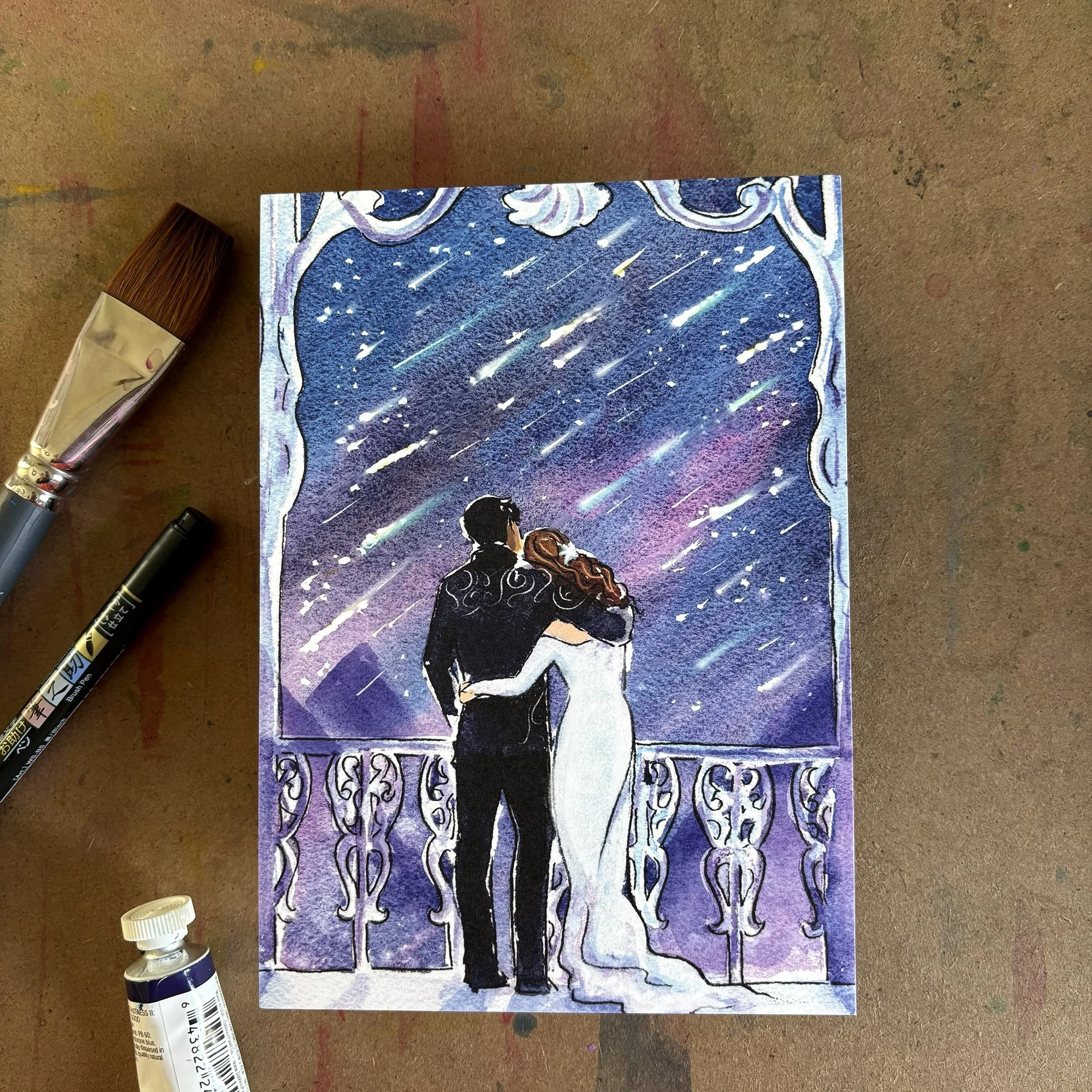 Starfall Feyre and Rhysand Watercolor Art Print