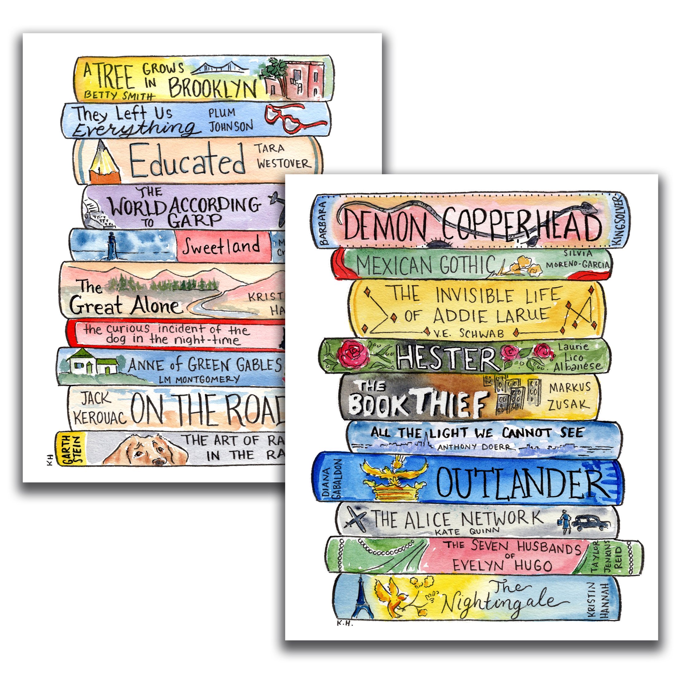 Custom Hand-Painted Bookstack