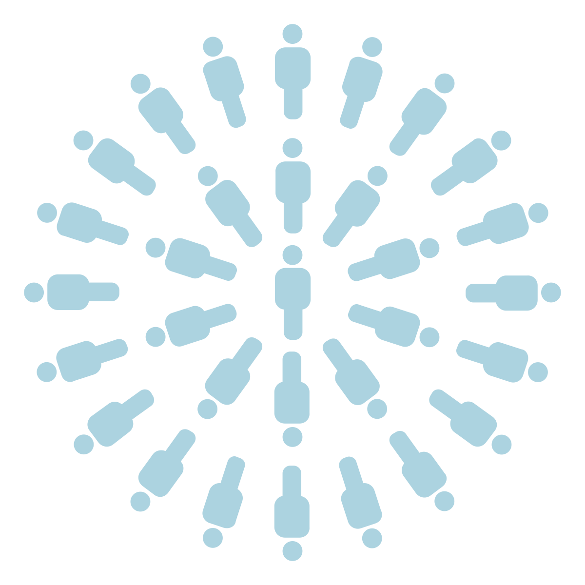 Circular image of identical people icons symbolising businesses that blend in without a distinct brand identity
