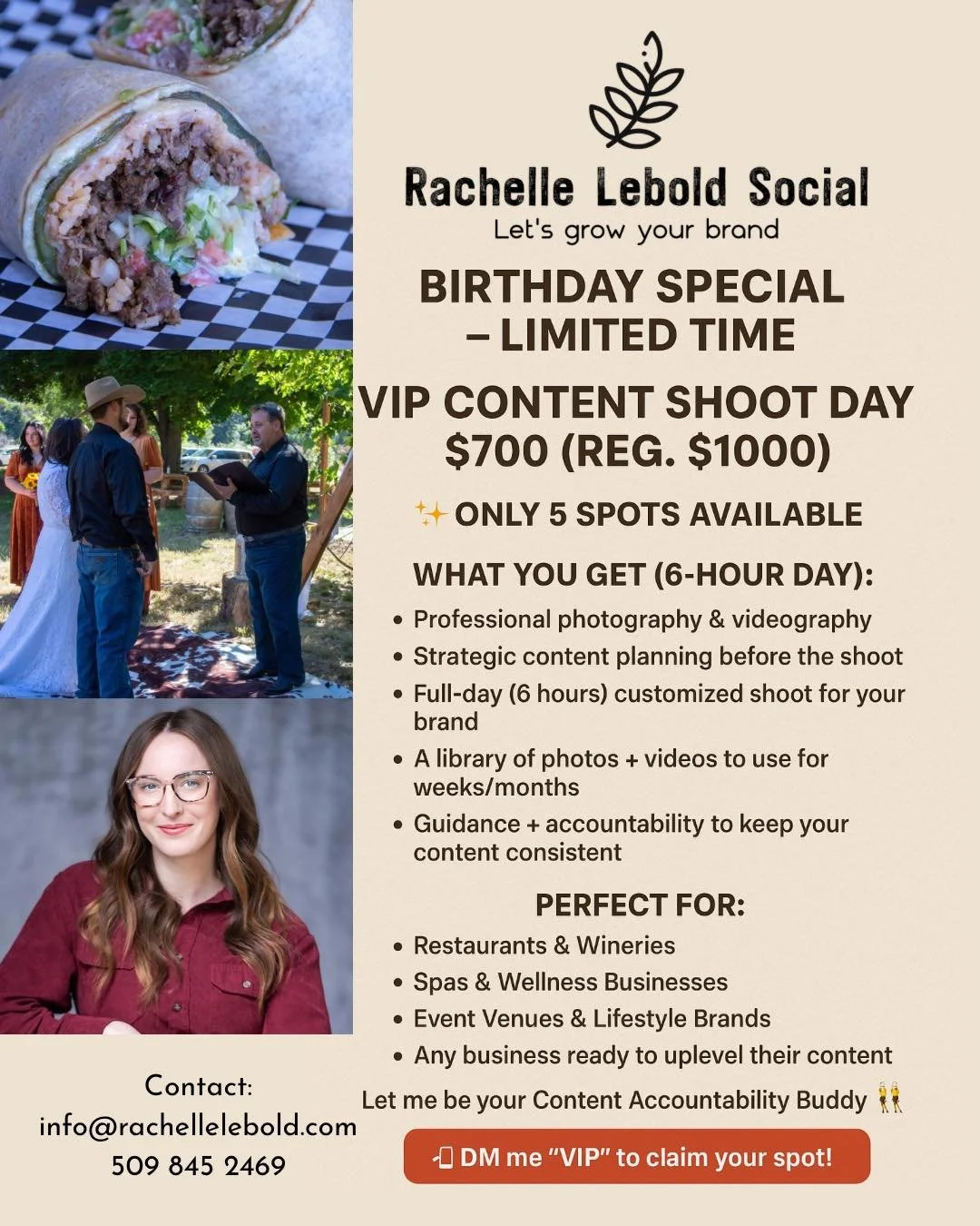 ✨ From Cathy at Runway Market ✨
You all know how much we love working with Rachelle on our social media&hellip; well, she&rsquo;s running a special birthday offer right now that local businesses should not miss! 🎉

Rachelle is the creative mind behi
