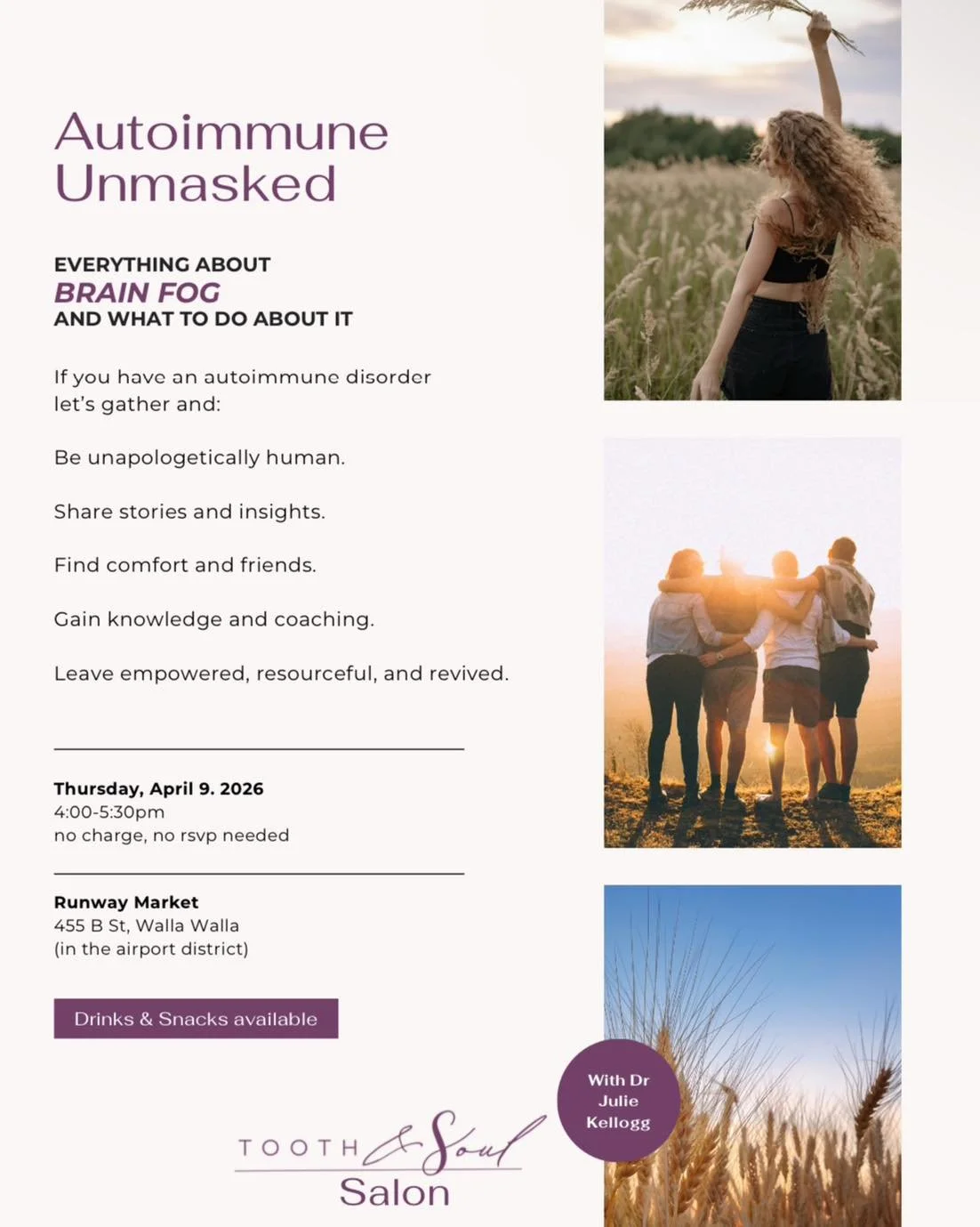 ✨ Happening Today &mdash; Autoimmune Unmasked ✨

Join us today for an open, supportive gathering focused on brain fog and navigating autoimmune challenges 💛

This is a space to connect, share stories, learn, and feel supported &mdash; no pressure, j