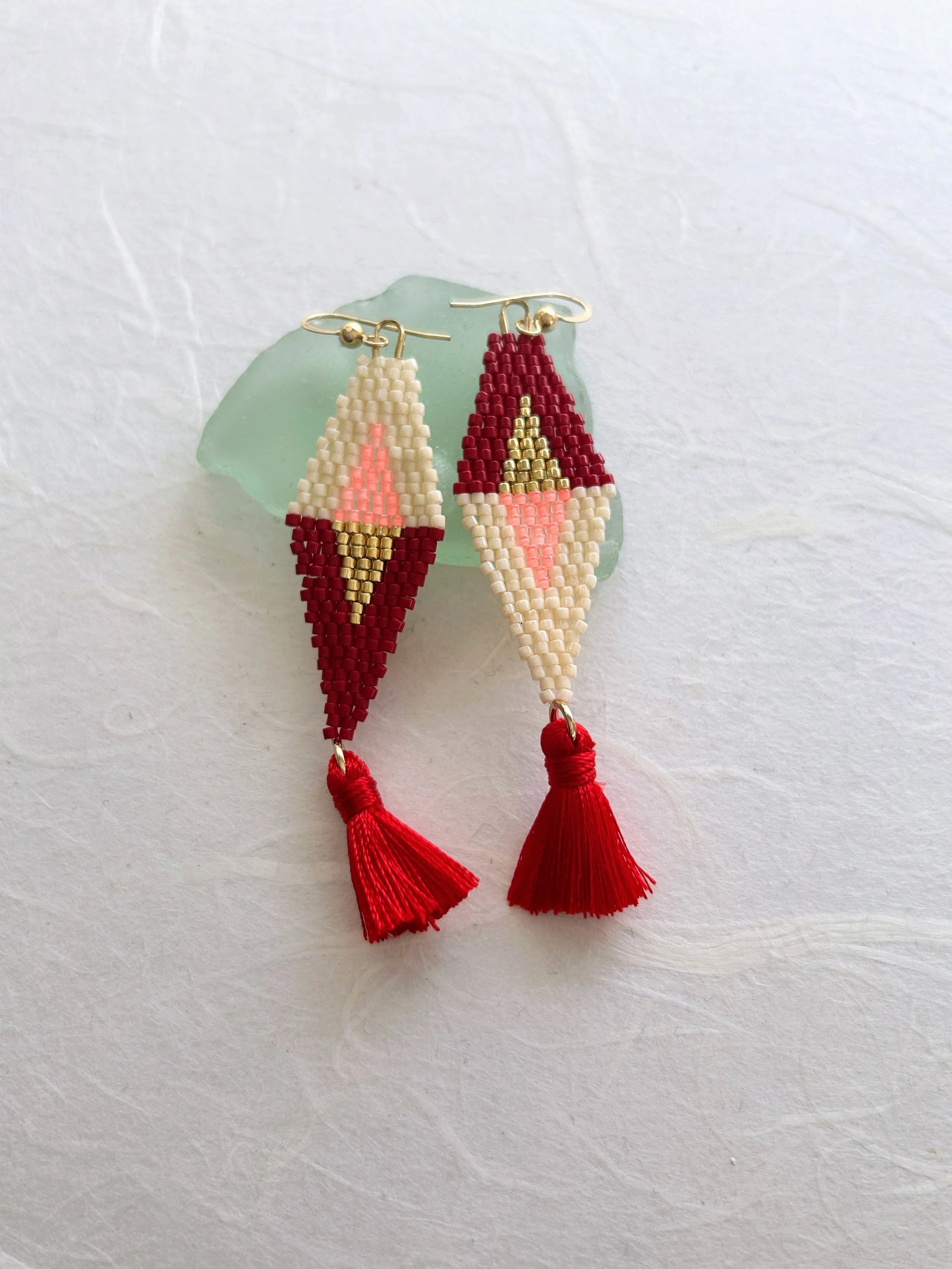 fūrin earrings - scarlet & ivory