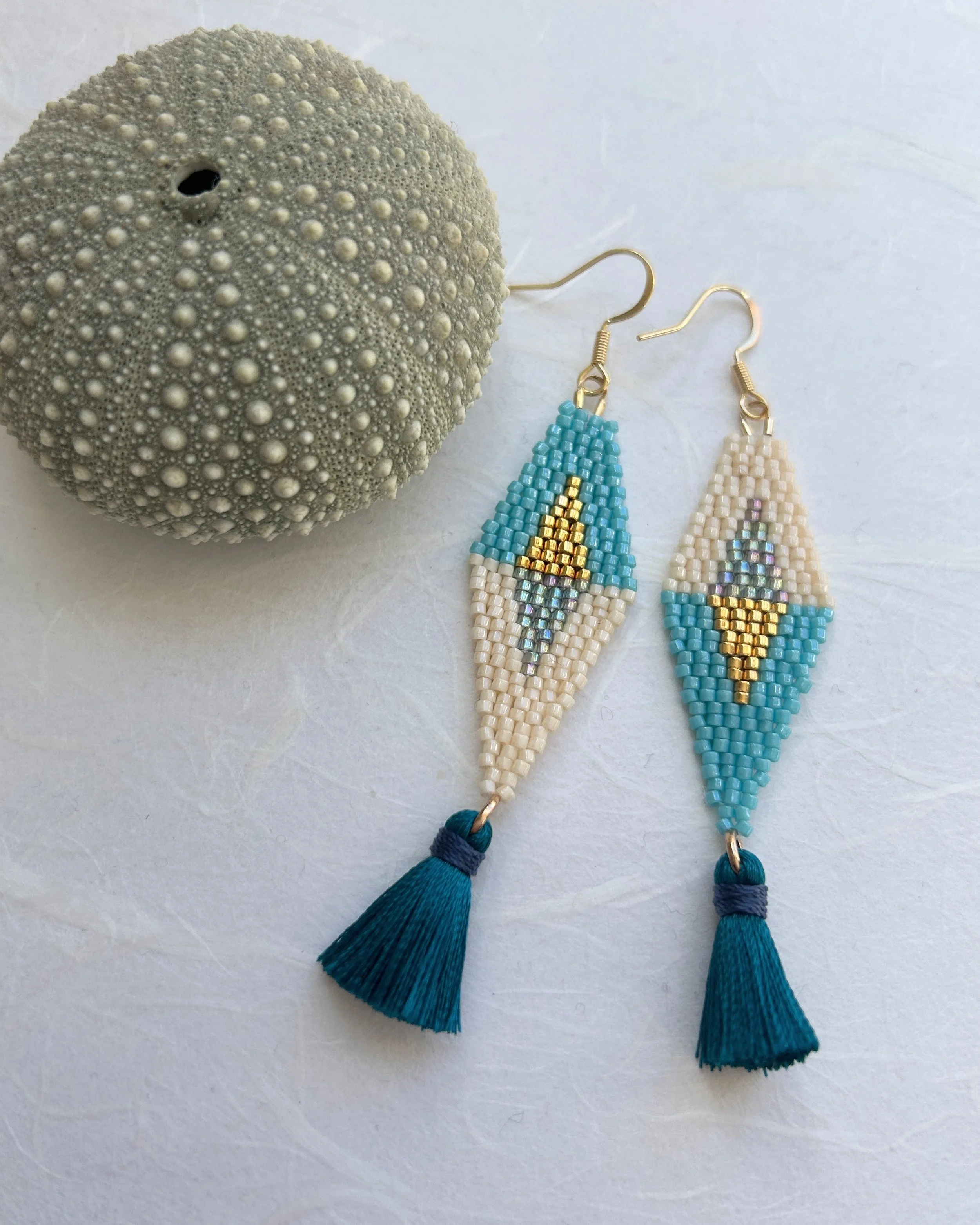 fūrin earrings - aquamarine & ivory