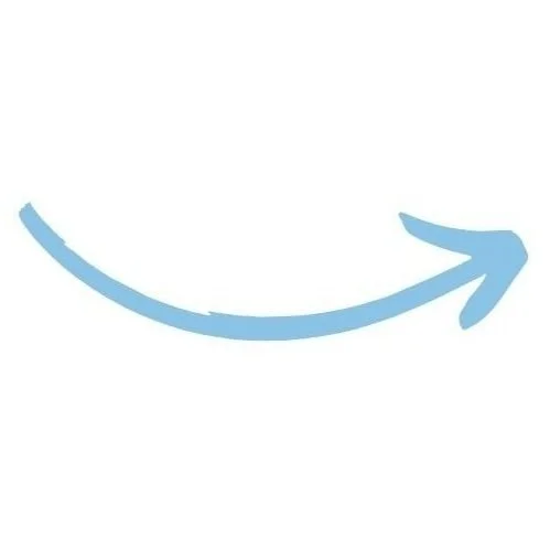 Curved blue arrow pointing right