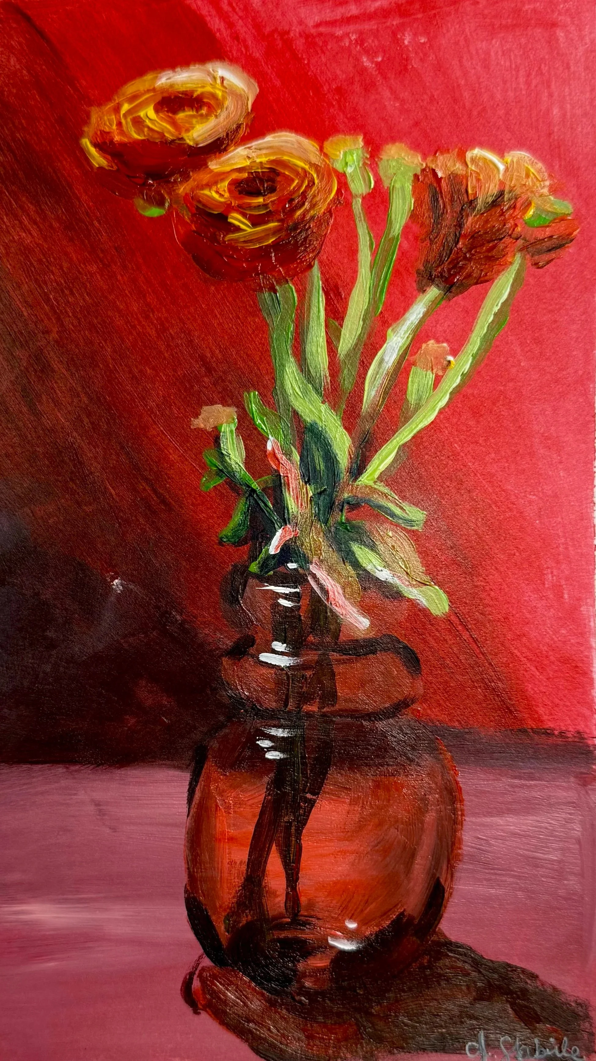 Red Acrylic on 8 x 10 inch Canvas Paper