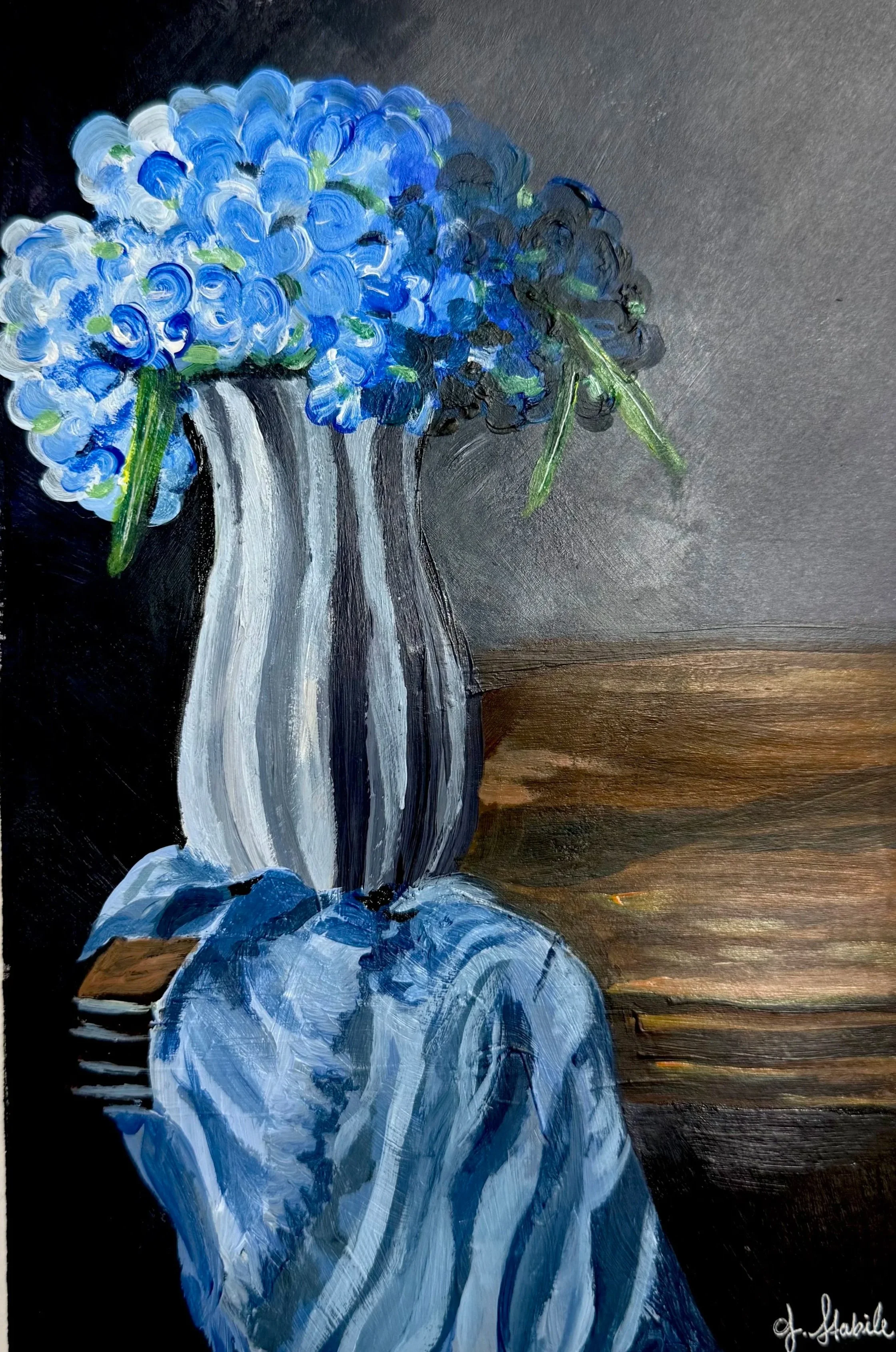 Blue Acrylic on 8 x 10 Canvas Paper