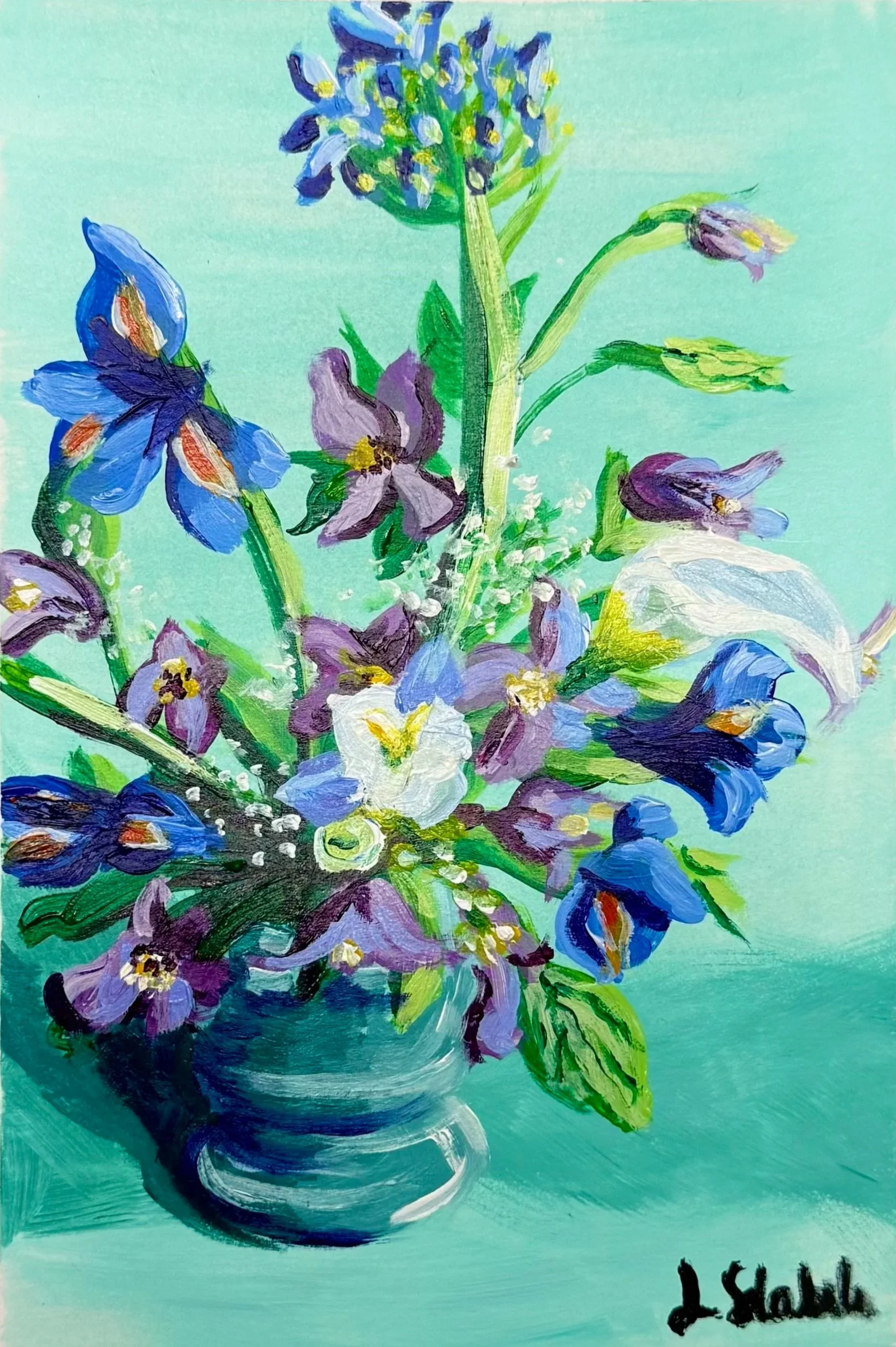 Cool Colors Acrylic on 8 x 10 inch Canvas Paper