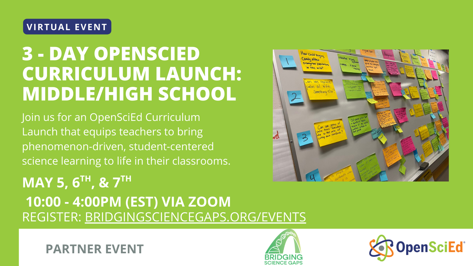 3-Day OpenSciEd Curriculum Launch (May 5th-7th)