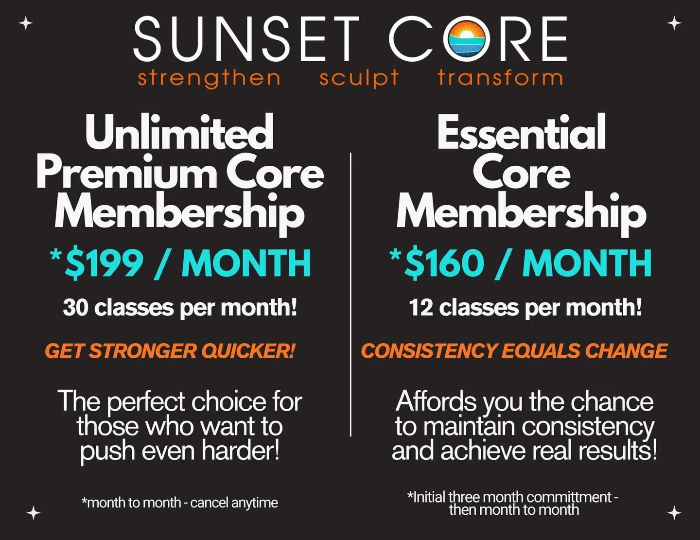 Have you checked out our Memberships?! 🌅💪☀️💪🌅

We are just a little obsessed with how good our membership pricing is! 
Because the best results come from showing up, and we make that easier to do!

It shouldn&rsquo;t break the bank to redefine yo