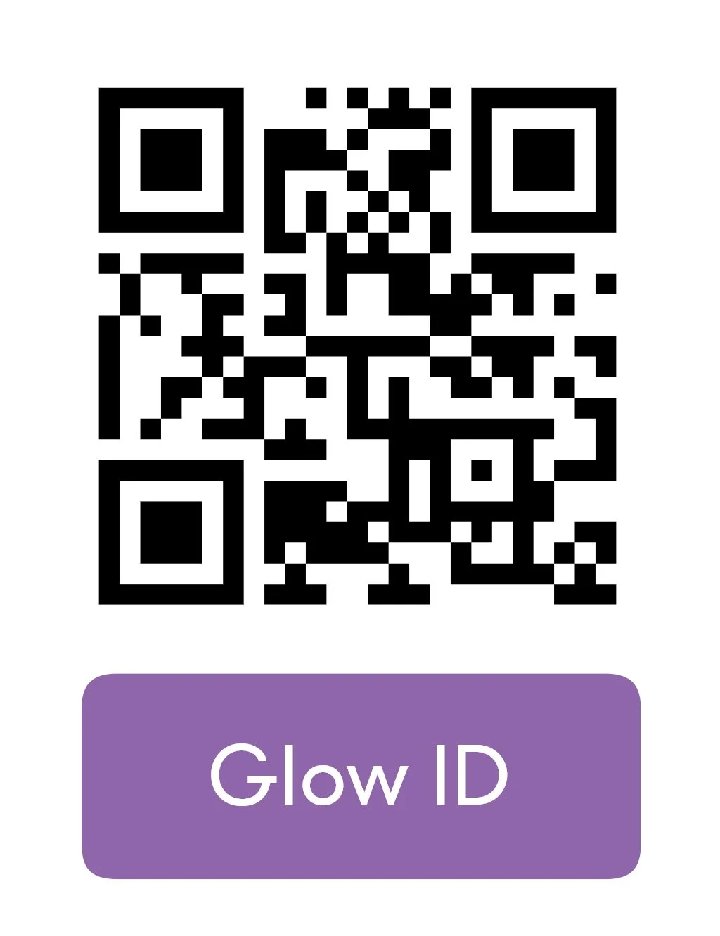 QR code with a purple label below that says 'Glow ID'.