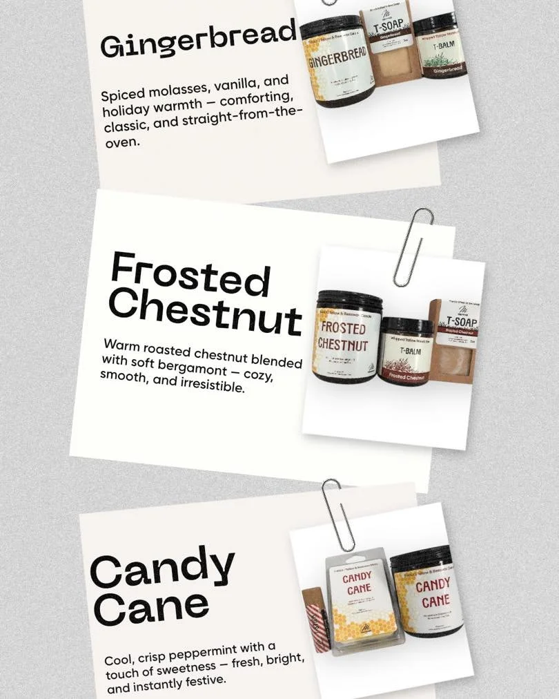 Our winter scents are officially here &mdash; cozy, festive, and crafted to bring all the warmth of the season into your home. ❄️✨

Candy Cane, Frosted Chestnut, and Gingerbread are limited for the holidays, so shop now while you can and snag your fa