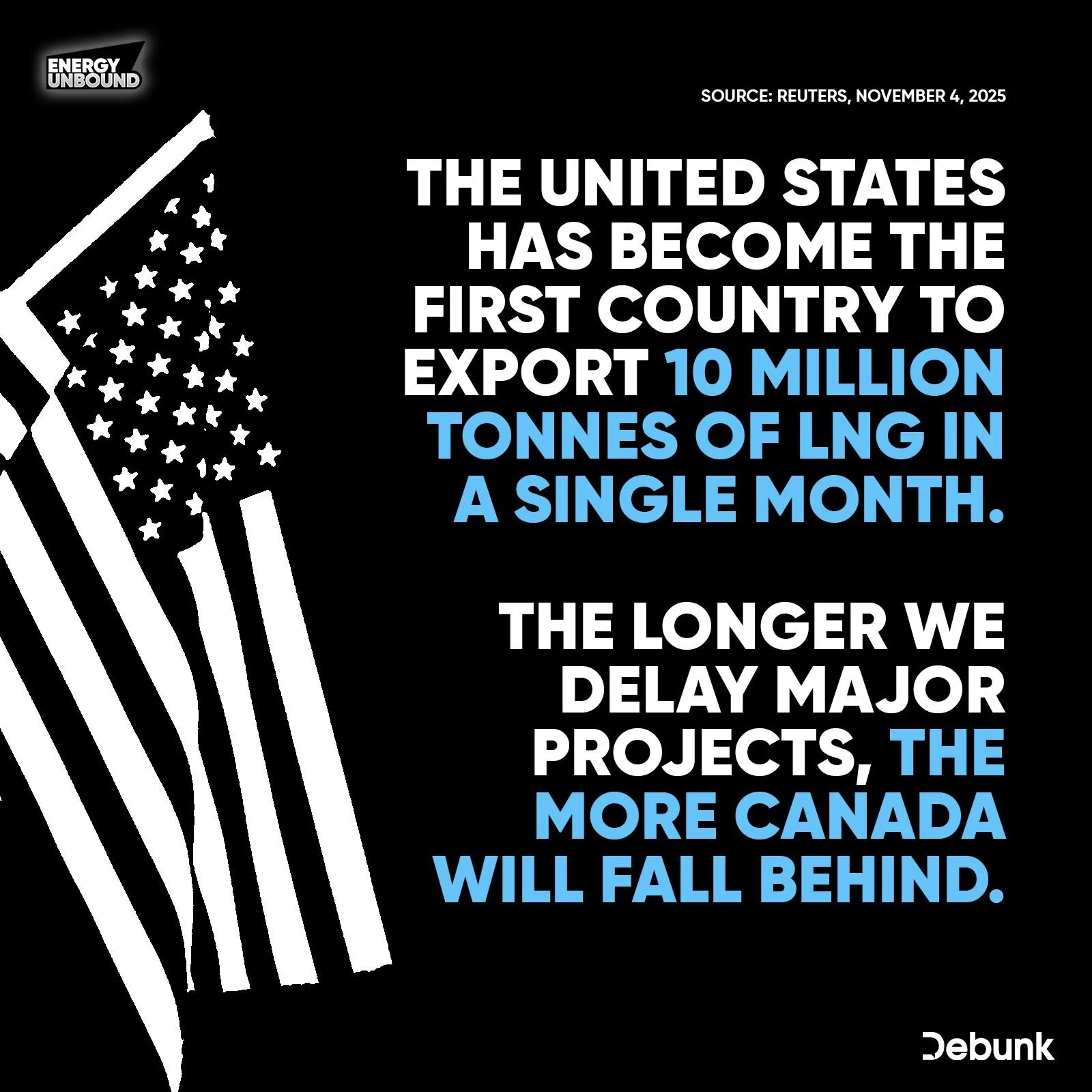 Canada could be exporting 10 million tonnes of LNG per month.

We just need the infrastructure, and the political will to build it.