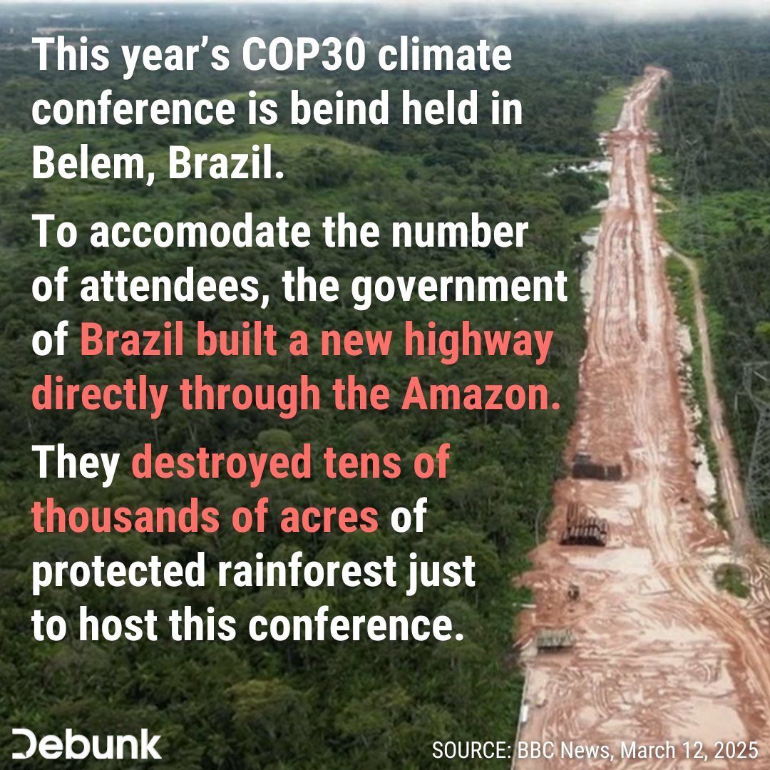 The people who just destroyed tens of thousands of acres of the Amazon because they didn't want to hold their conference somewhere else are going to be lecturing you about how to &quot;save the environment&quot; for the next few days.