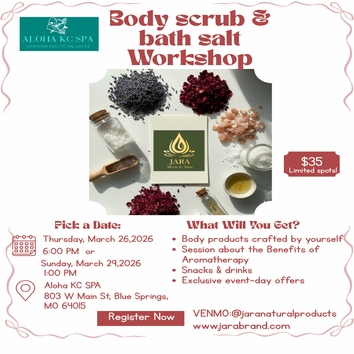 Body scrub & bath salt workshop