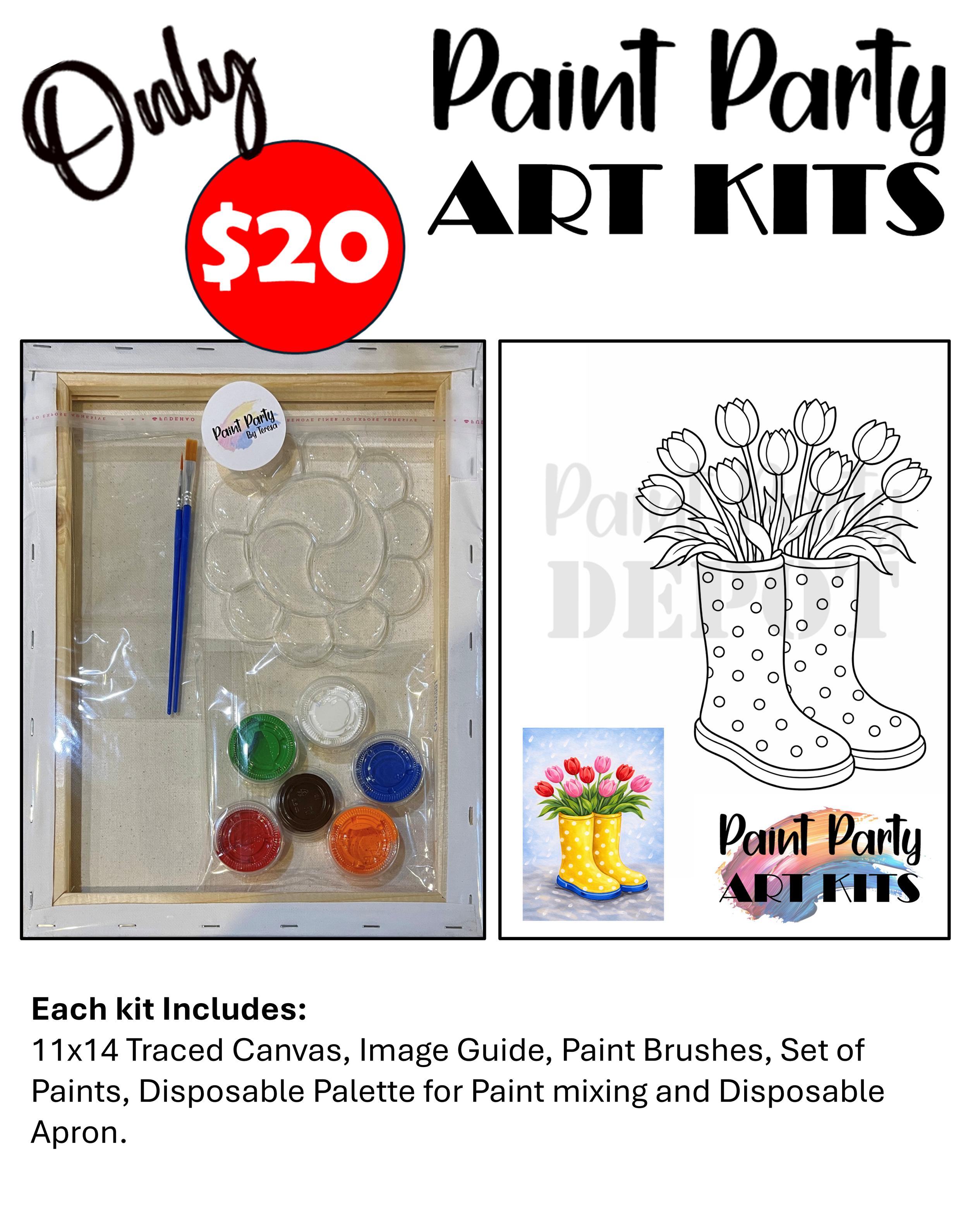Paint Party Art Kit – Boots N Flowers
