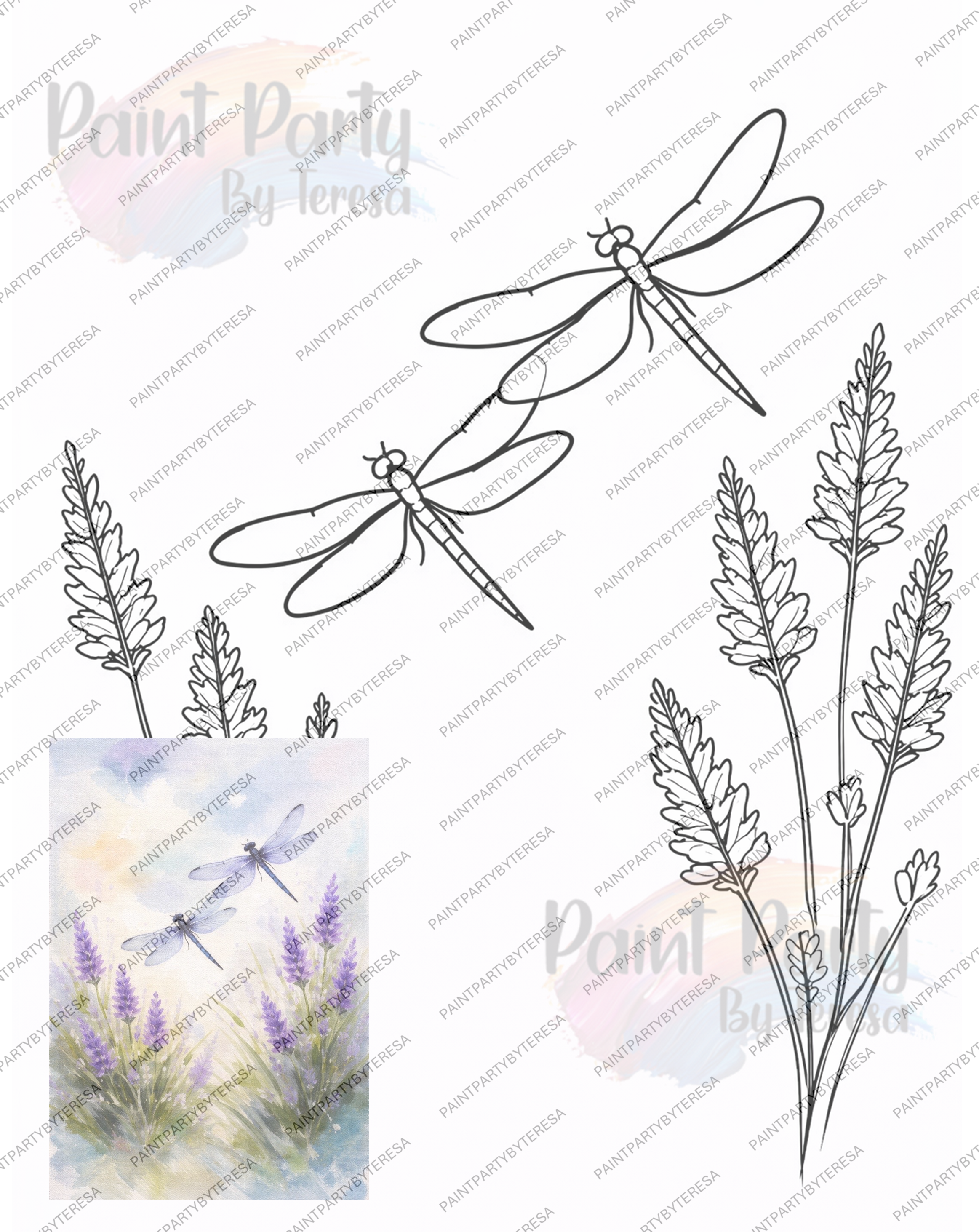 Lavender Dragon - Traced Canvas