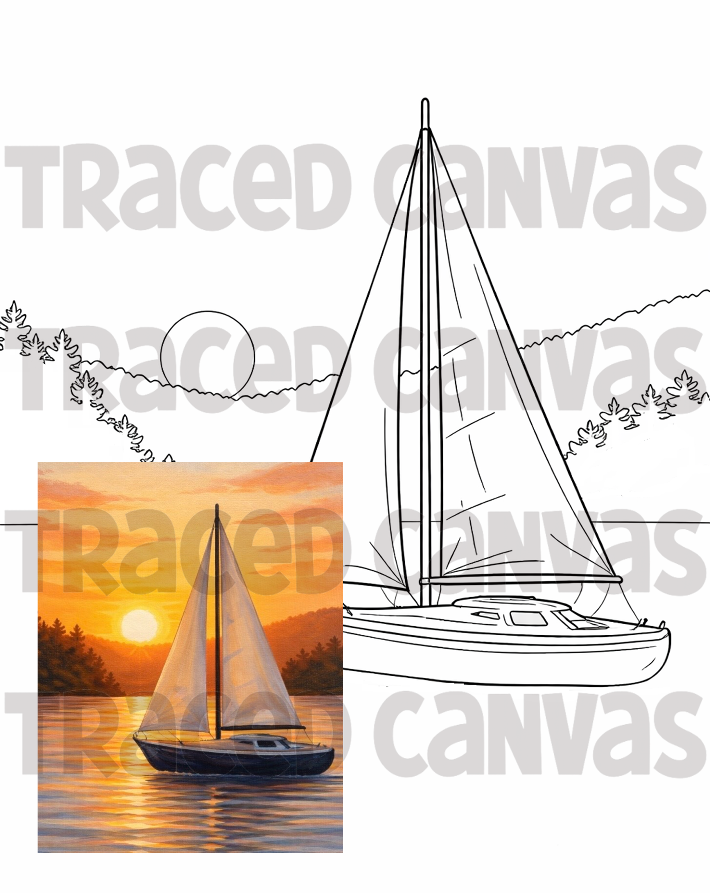 Sunset Sail - Traced Canvas