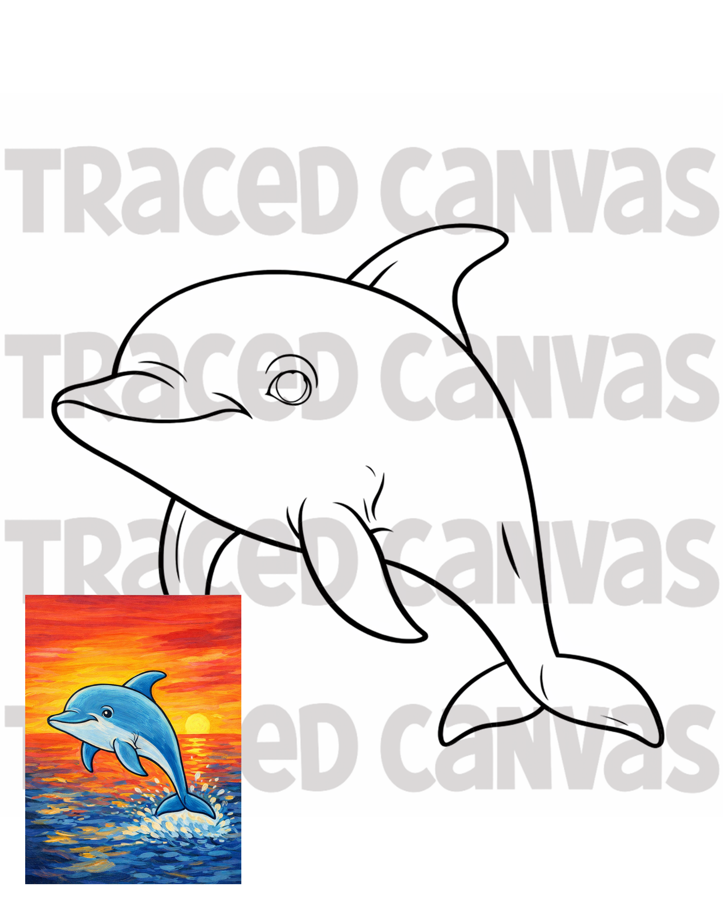 Dolphin Day - Traced Canvas
