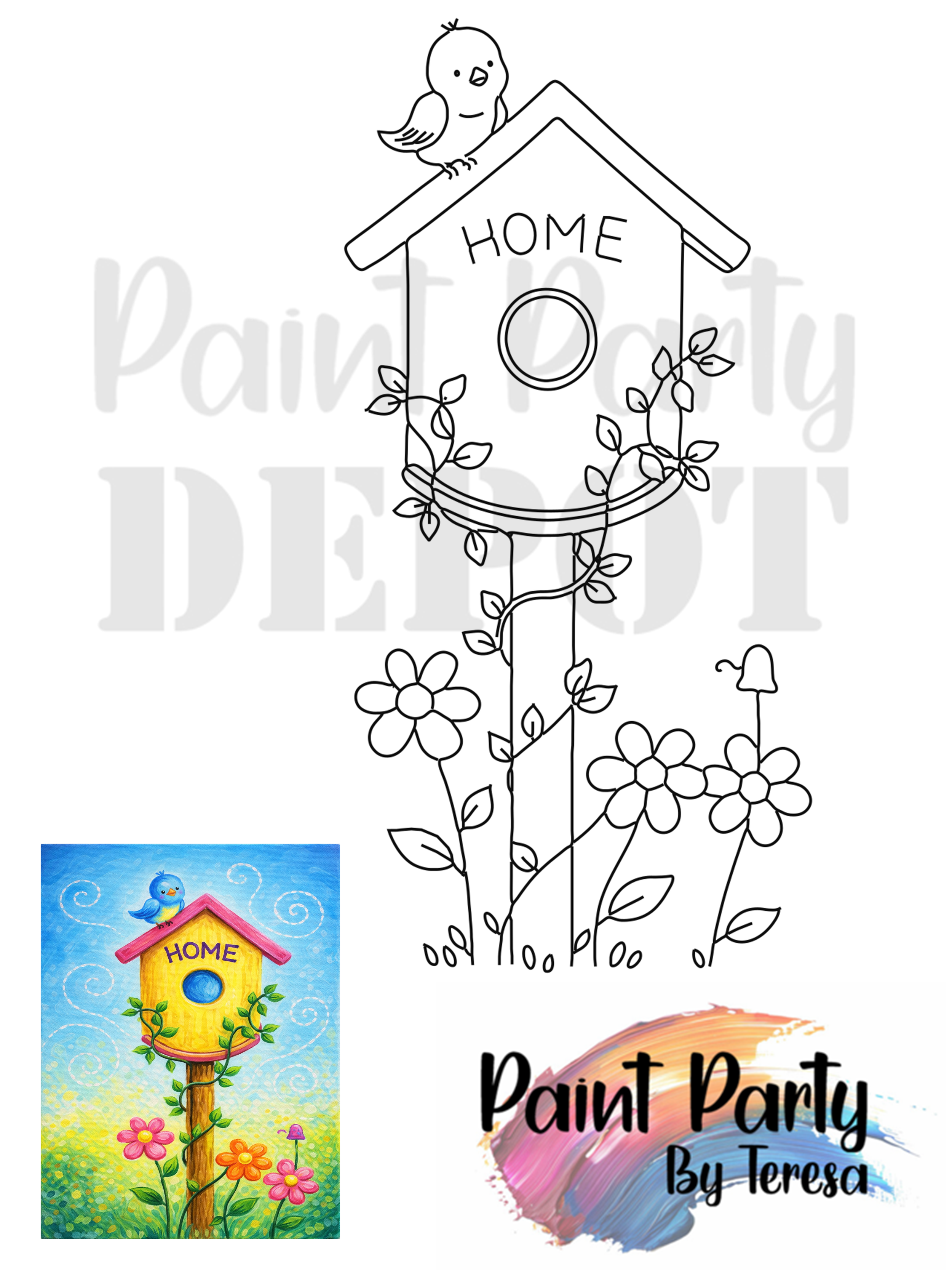 Birdhouse Magic - 11x14 Traced Canvas