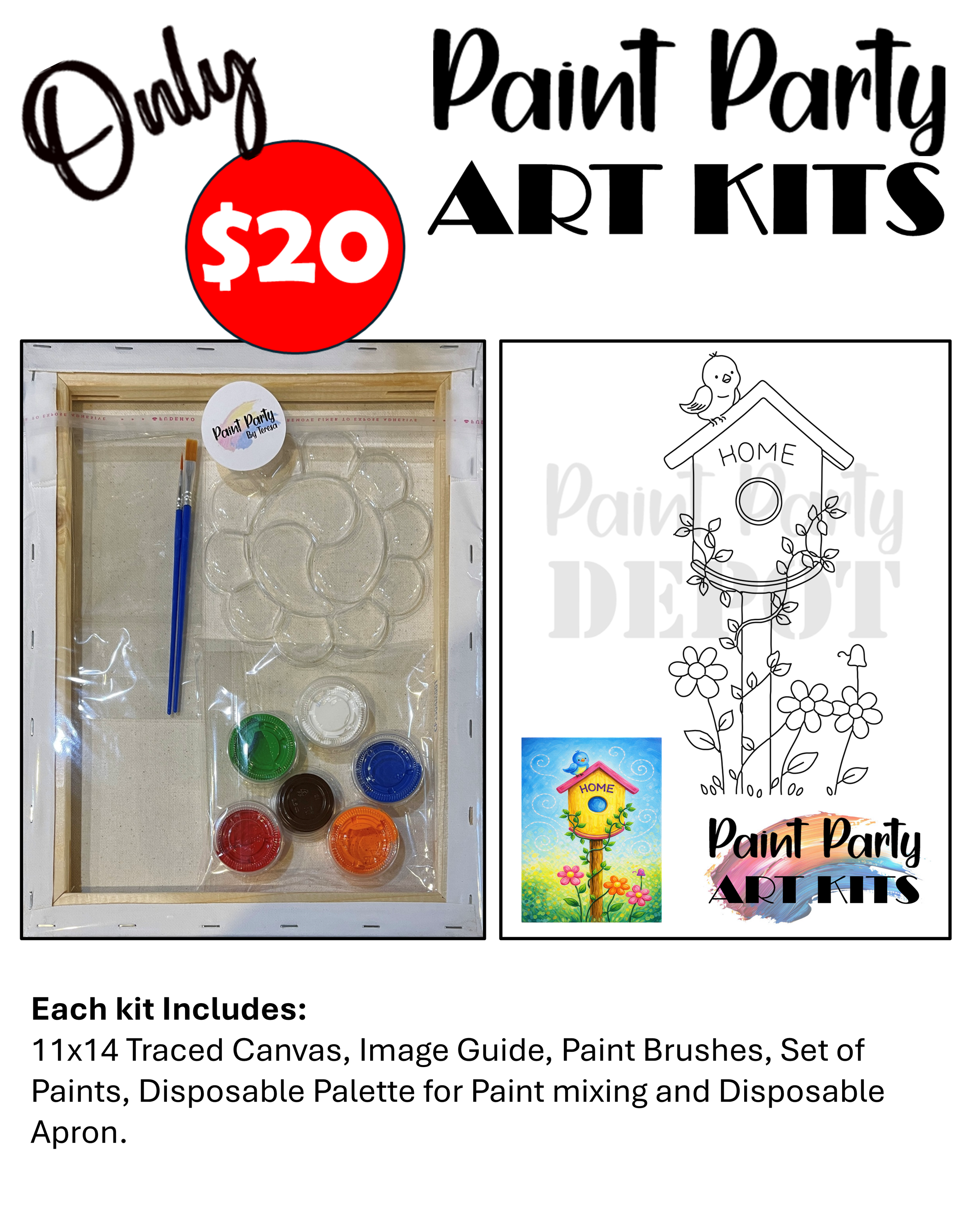 Paint Party Art Kit – Birdhouse Magic
