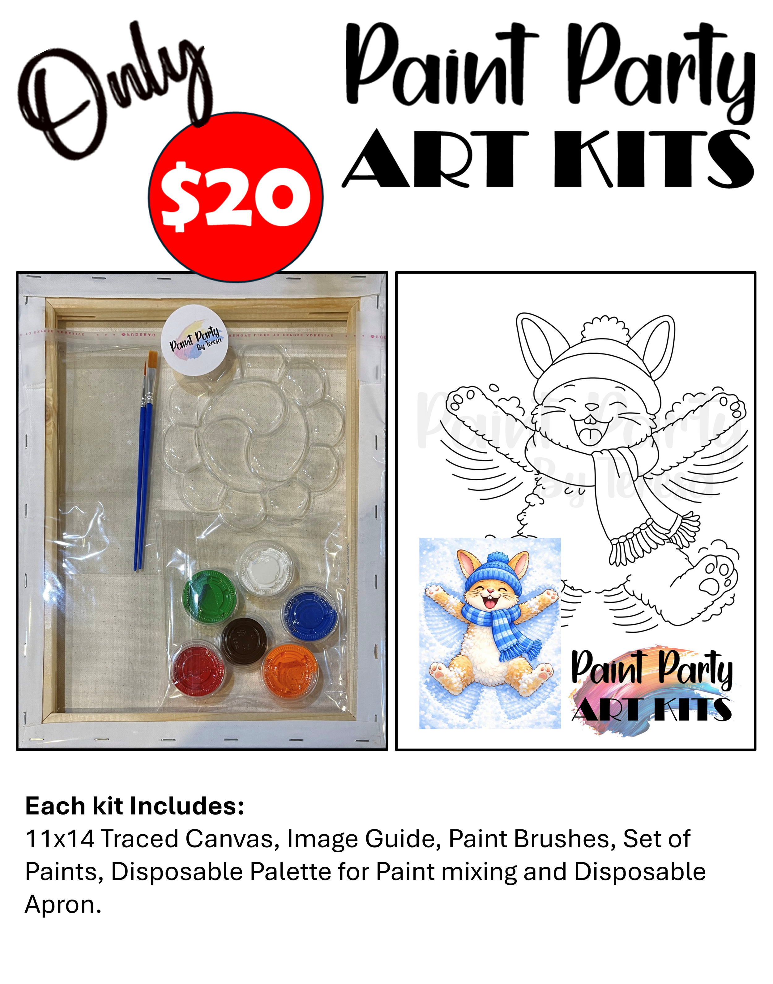 Paint Party Art Kit – Snow Bunny