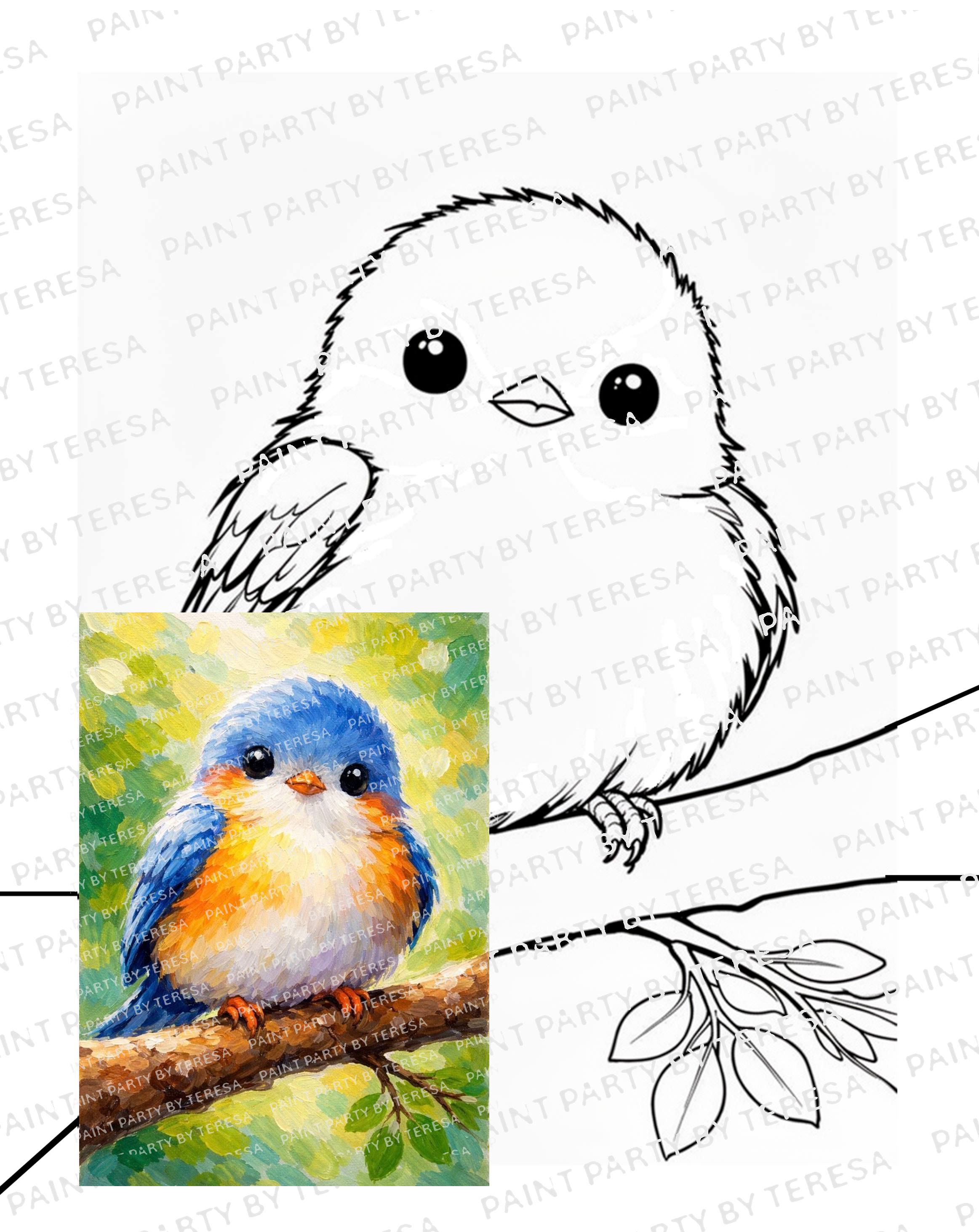 Blue Bird - Traced Canvas
