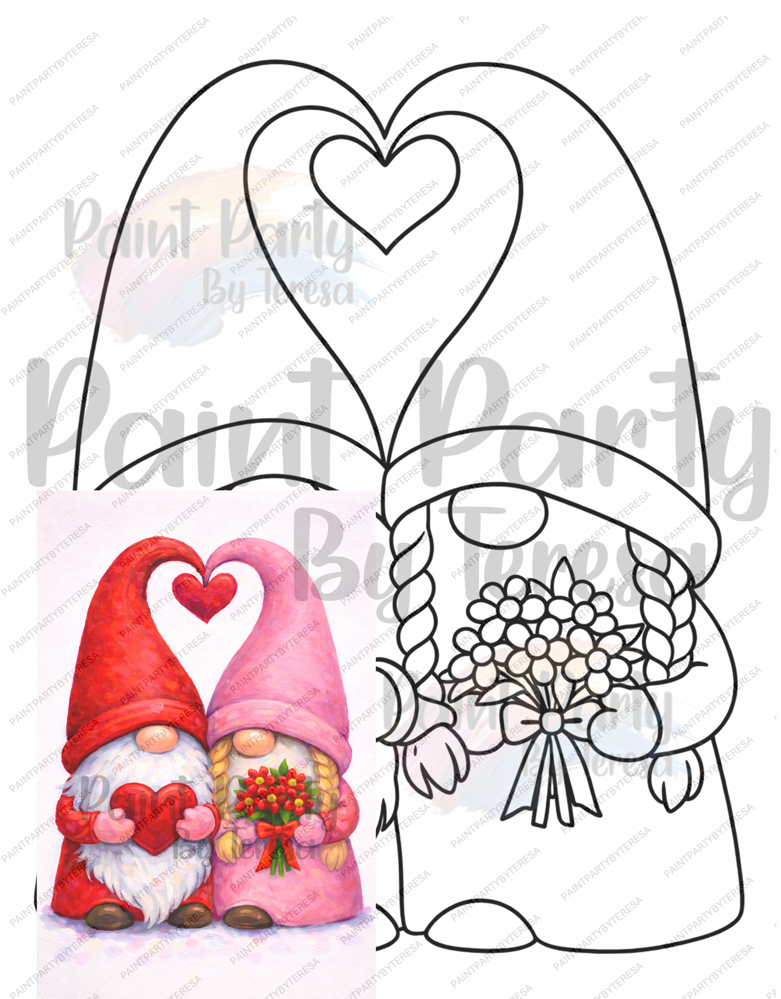 Gnomes In Love - Traced Canvas