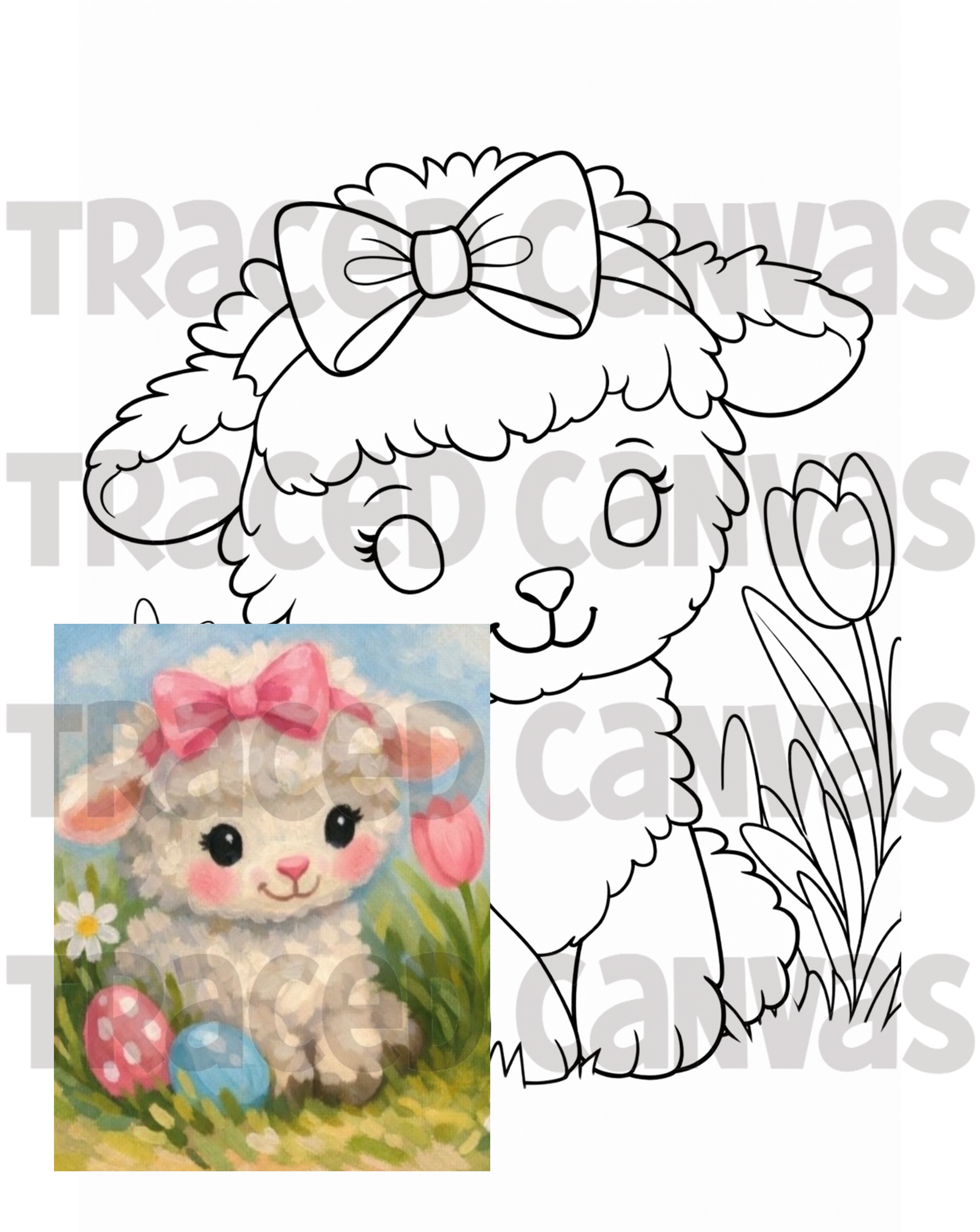 Easter Lamb - Traced Canvas