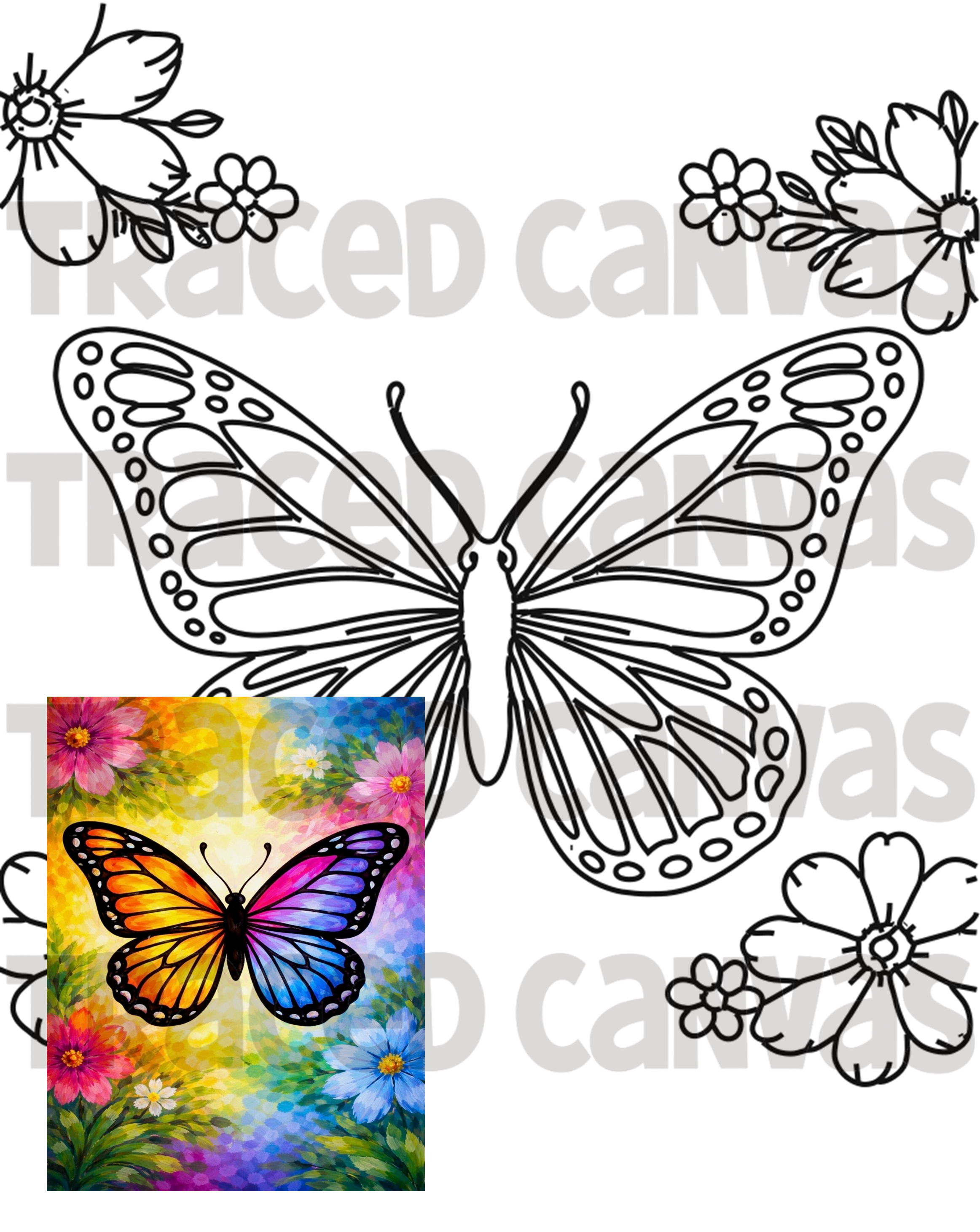 Summer Butterfly - Traced Canvas