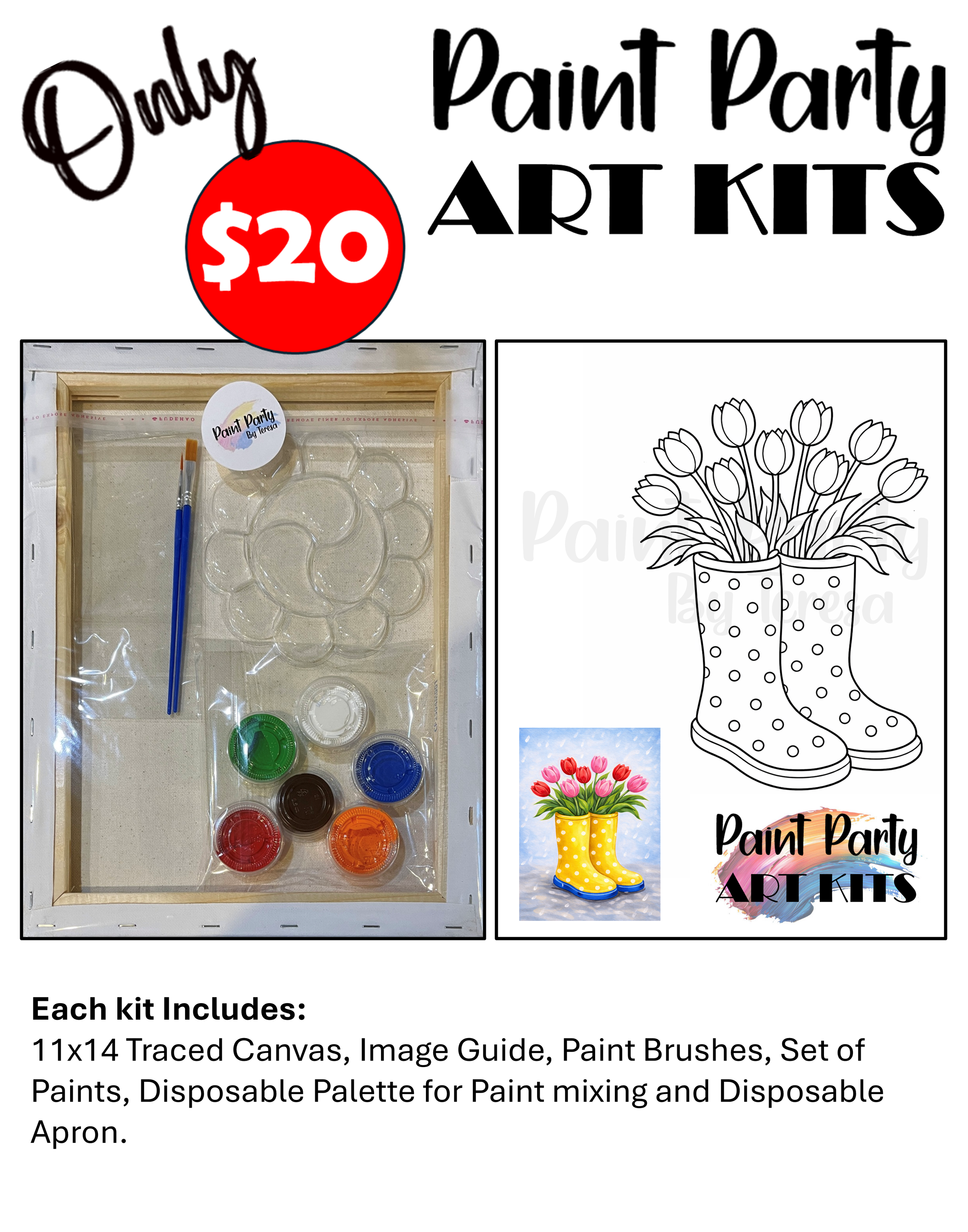 Paint Party Art Kit – Boots N Flowers