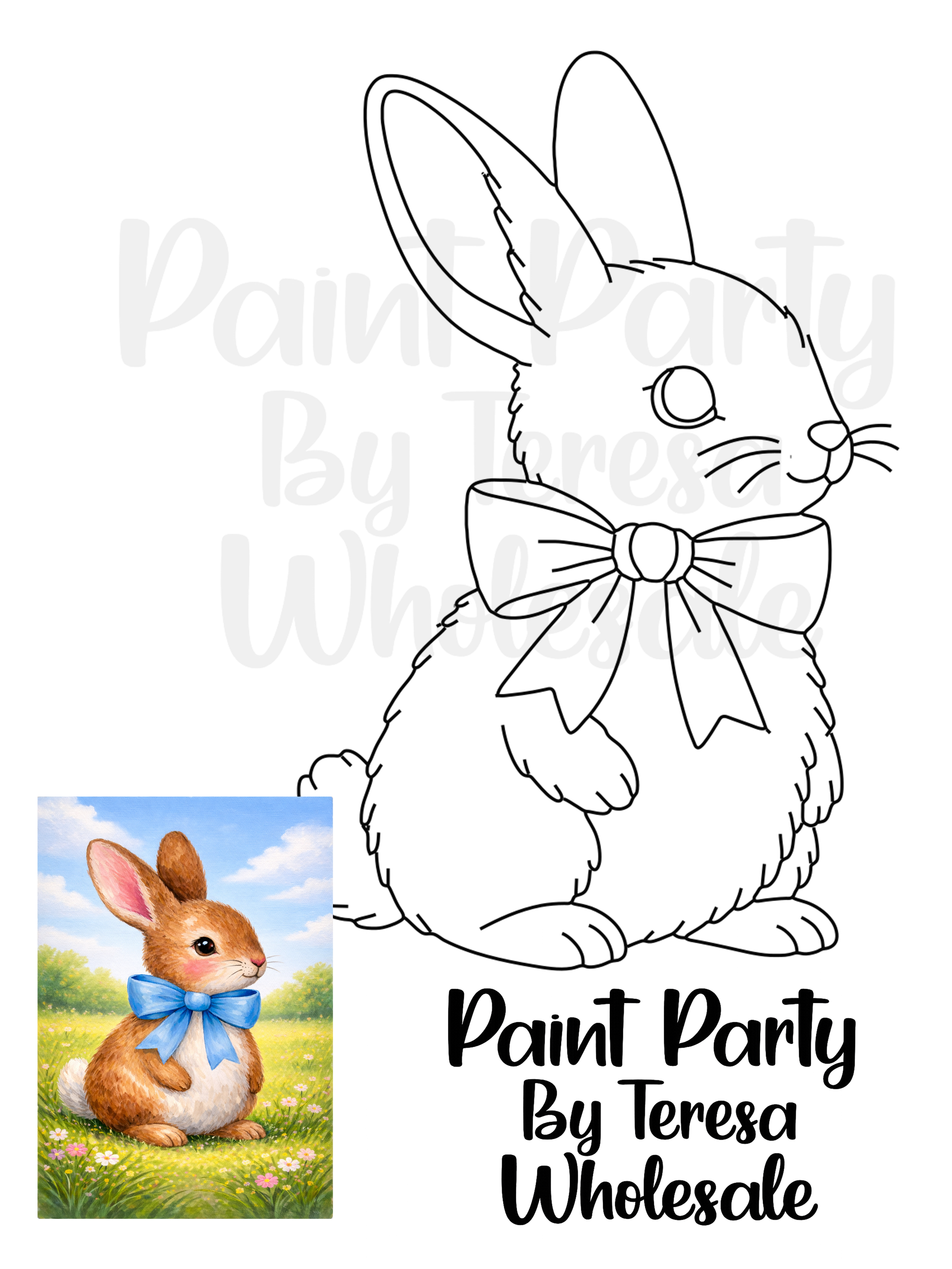 Bow Bunny - Traced Canvas
