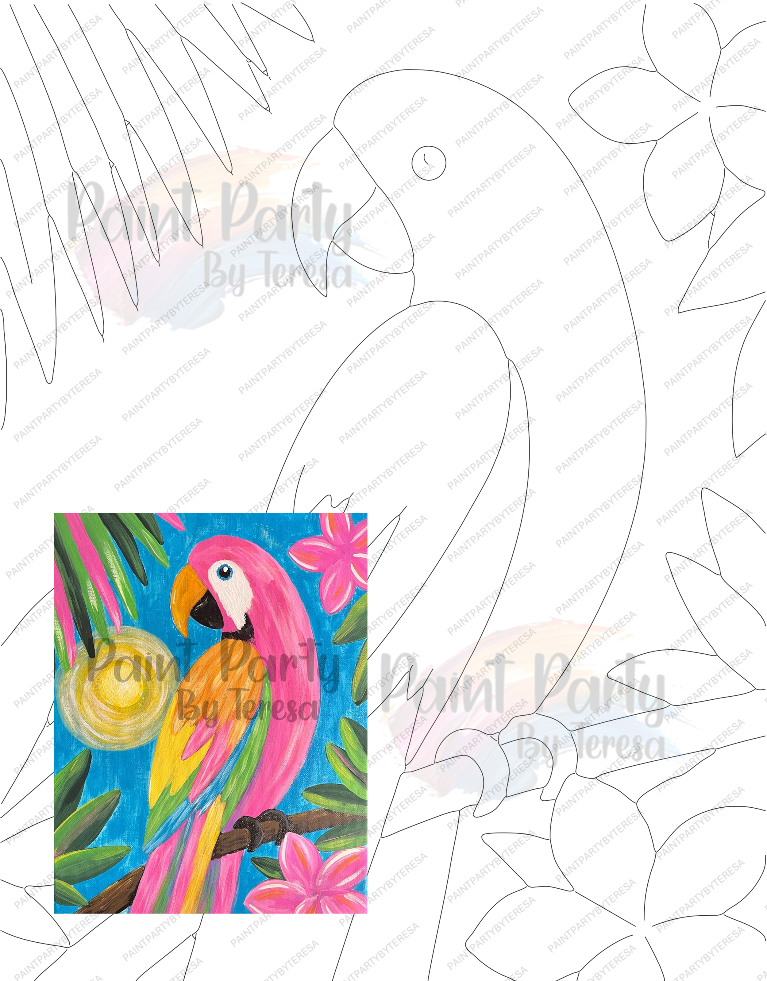 Paradise Parrot - Traced Canvas