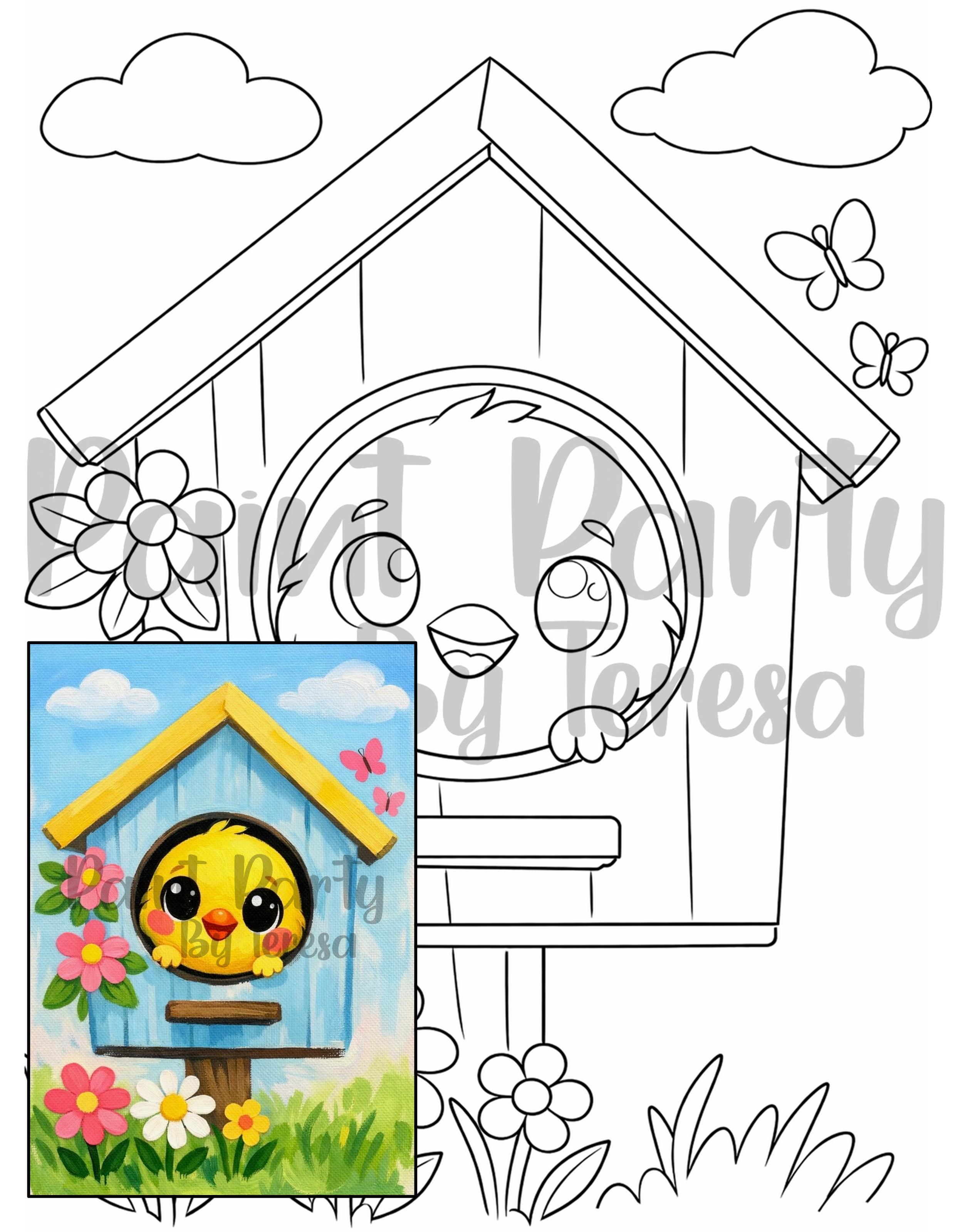 Chicky Birdhouse - Traced Canvas