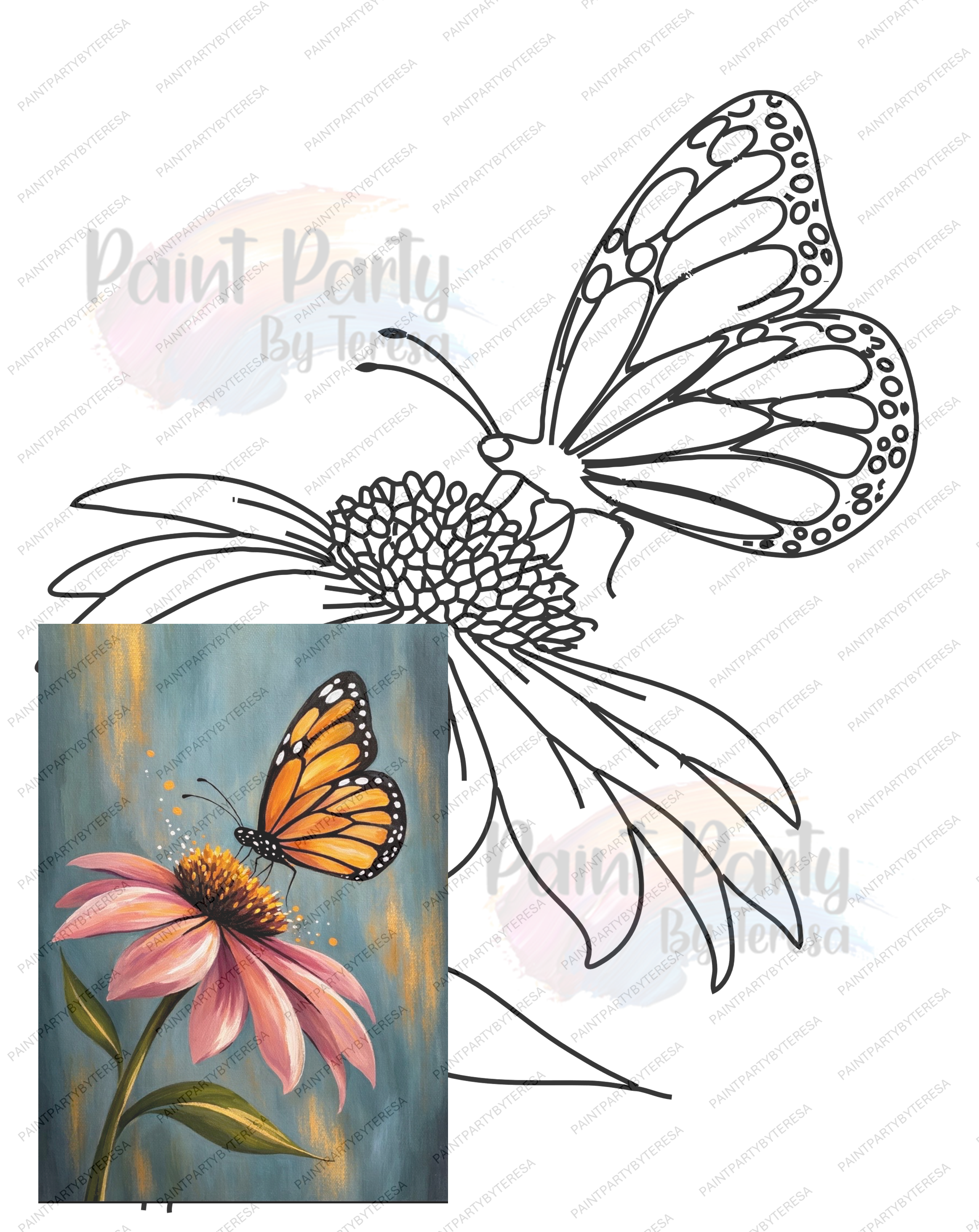 Butterfly Daisy - Traced Canvas