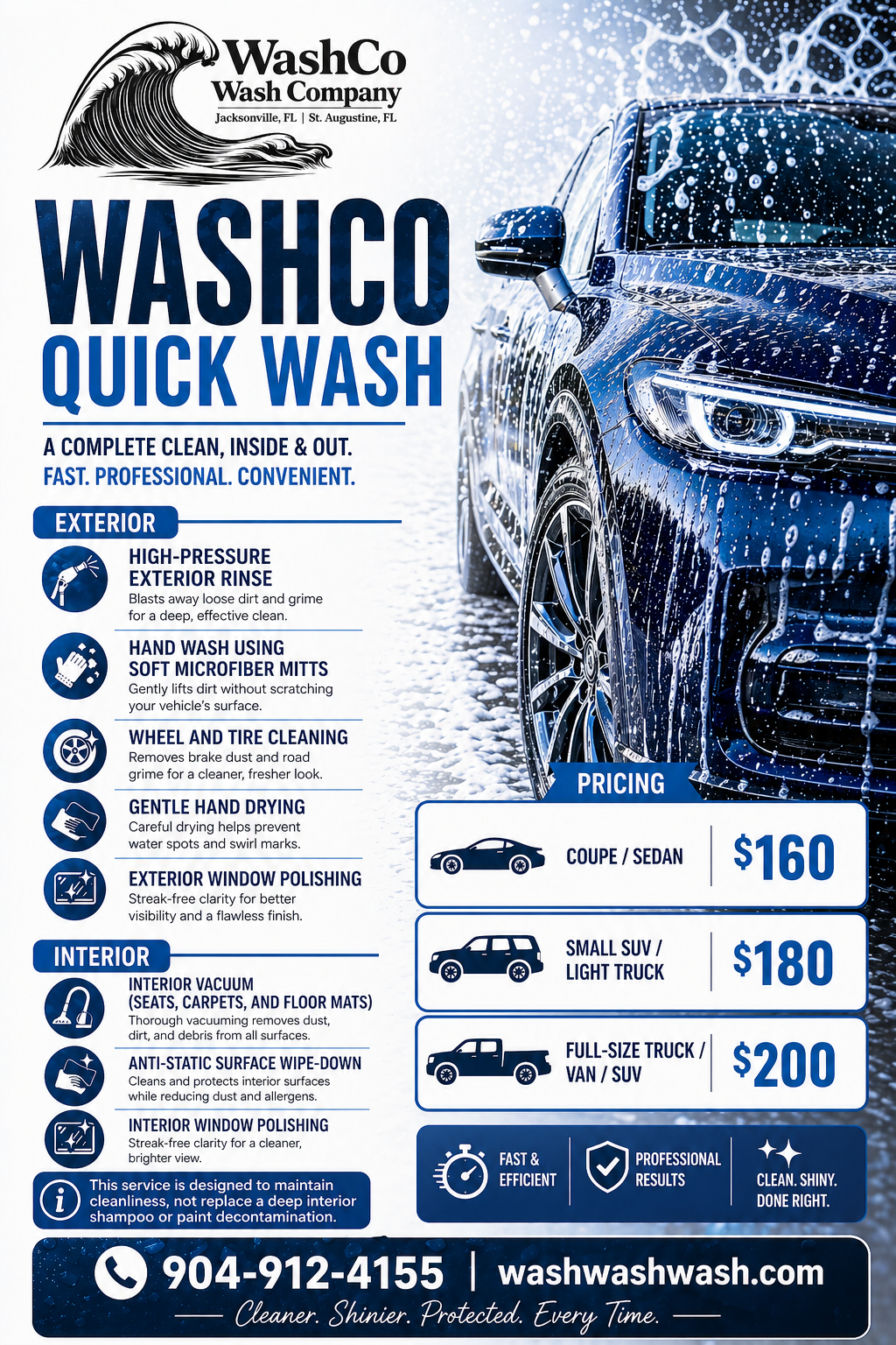 WashCo Quick Wash: Fast &amp; Professional Mobile Car Wash in Jacksonville &amp; St. Augustine, FL