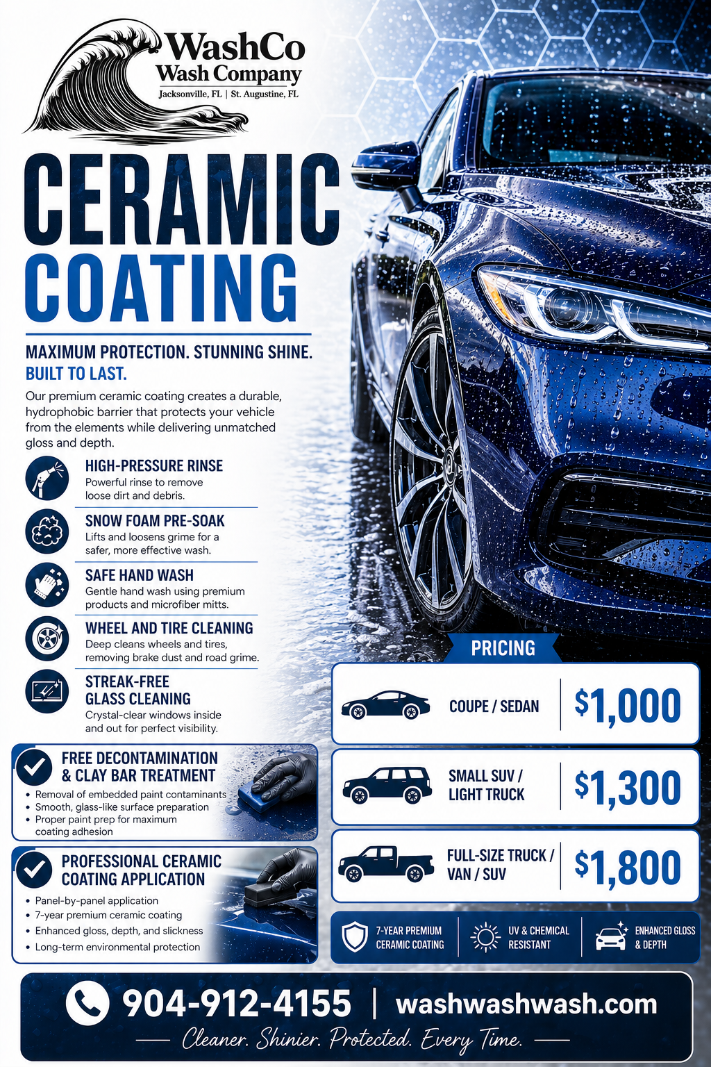 WashCo Ceramic Coating: Long-Lasting Paint Protection in Jacksonville &amp; St. Augustine, FL