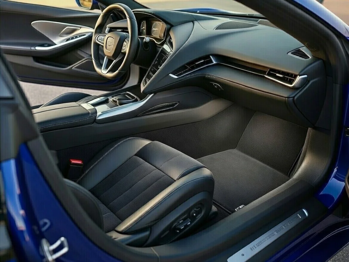 3-step carpet treatment removing stains during mobile auto detailing service