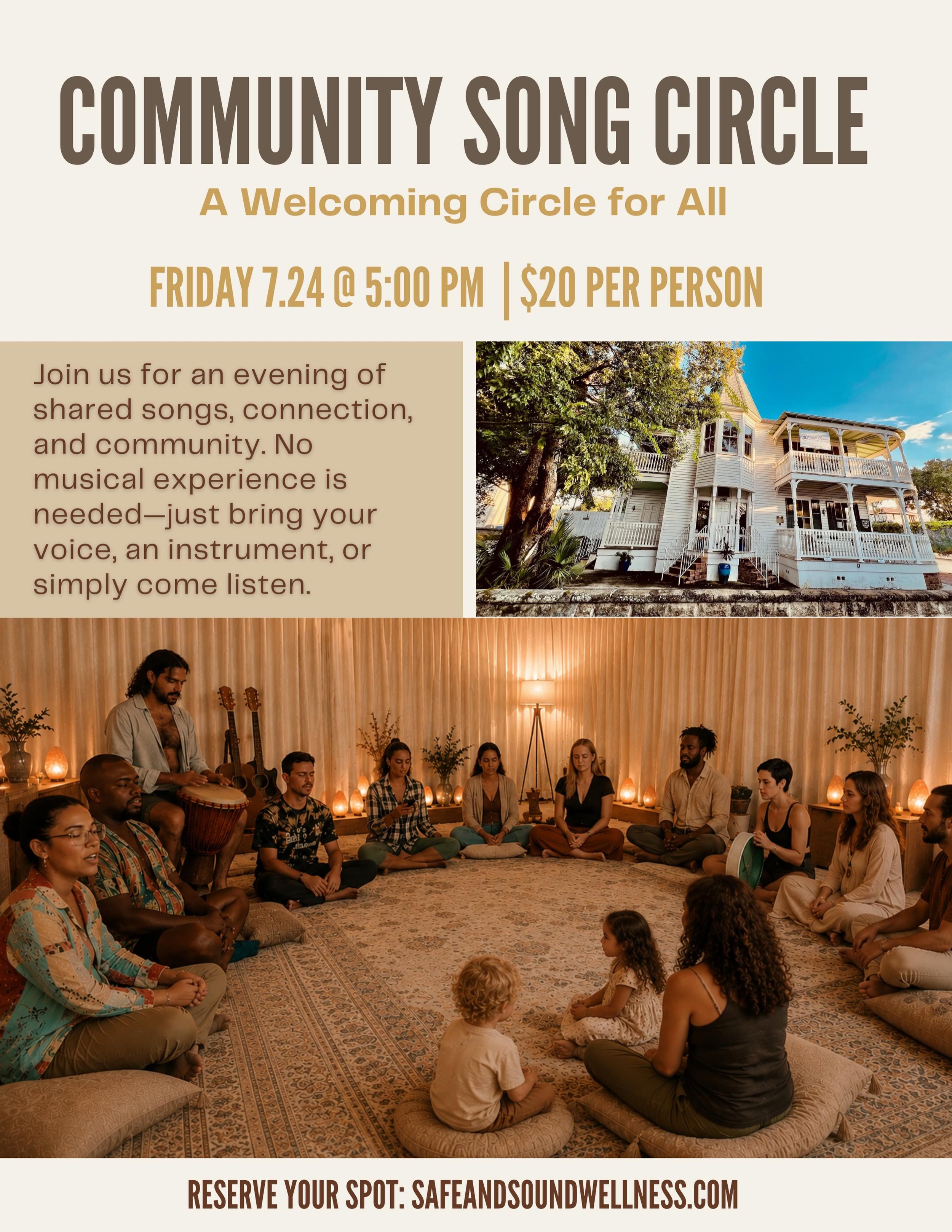 Come gather in song in our sanctuary of sound✨

We&rsquo;re so excited to host our first Community Song Circle, a welcoming gathering of shared songs, connection, and community.

Bring your voice, an instrument, a favorite song, or simply come listen