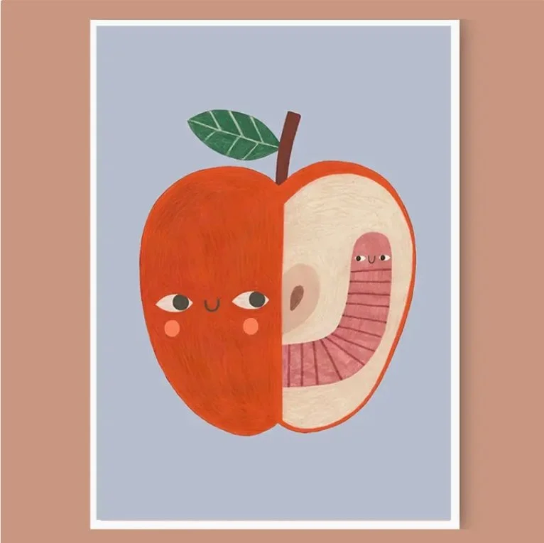 Apple & Worm Print
