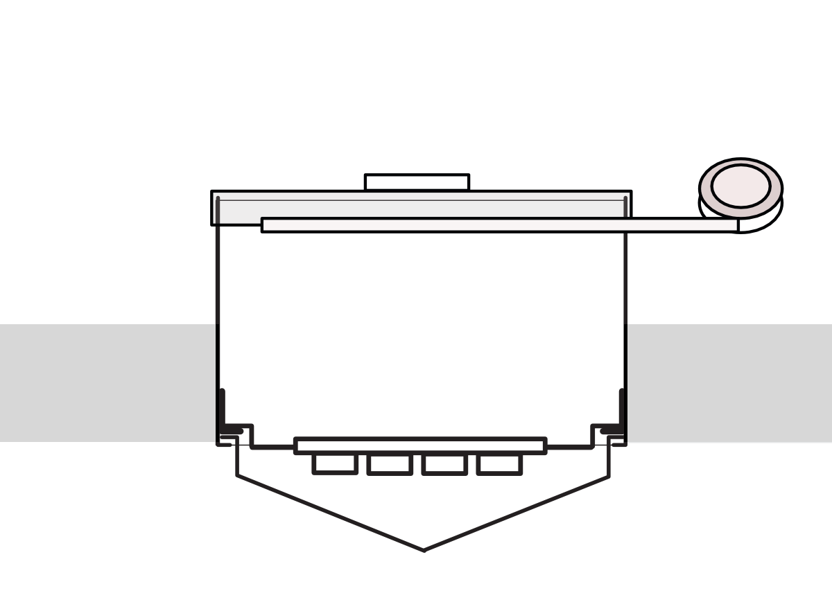 6. Cover with lid provided ensuring the length of the vent runs parallel with the lens and heat sink below. Connect and test before taping lid to enclosure to seal.
