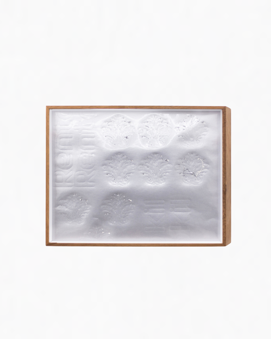 Sidony O’Neal 
RENTOKIL, BITE, 2025 
Kiss-cut vinyl on paper, spalted albizia frame 
25.4 x 33.02 cm 
10 x 13 in. 