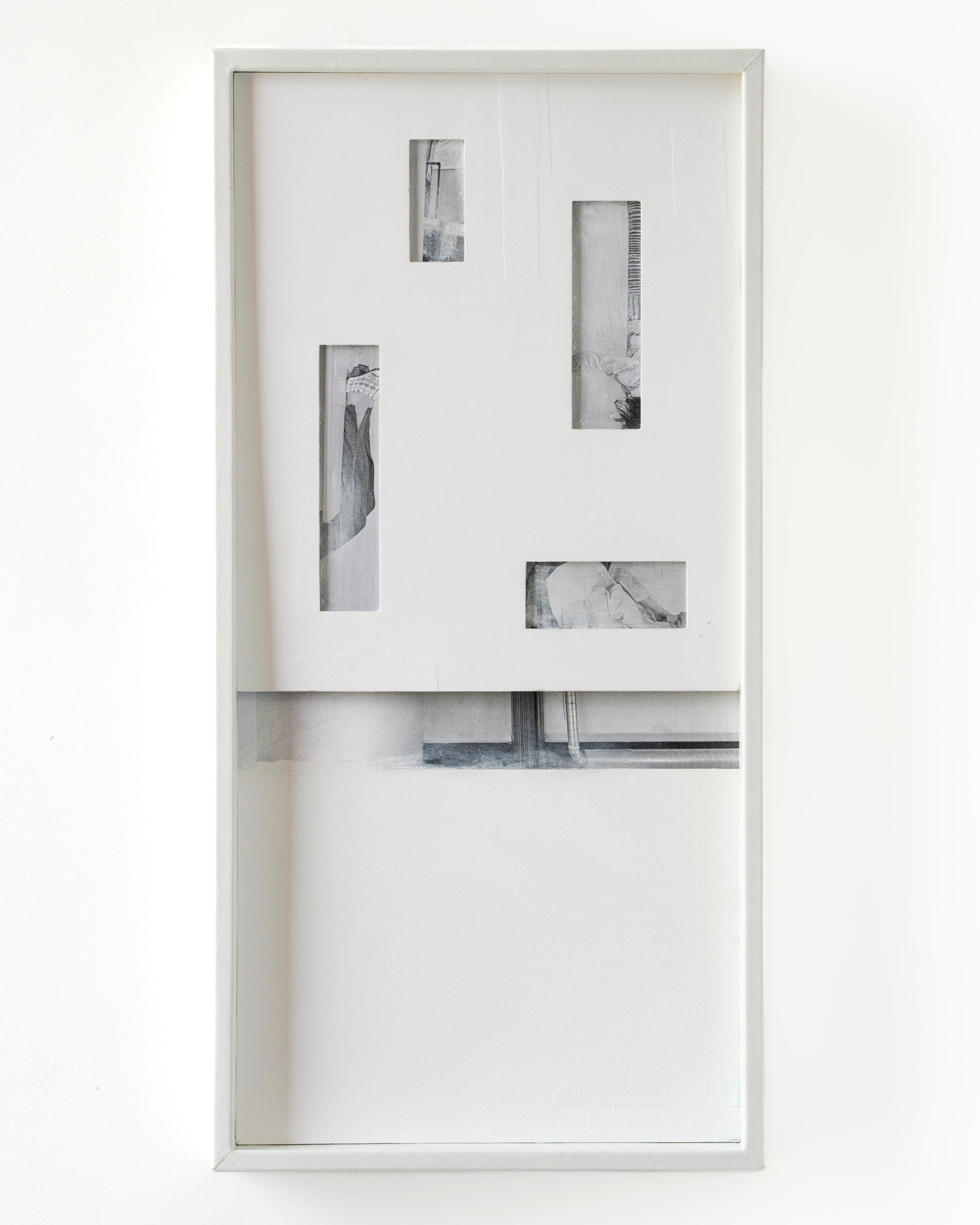 Loucia Carlier  
Sans titre  (des heures), 2026  
Wood, leather, inkjet prints  
30 x 61 cm  
11.81 x 24.02 in.   