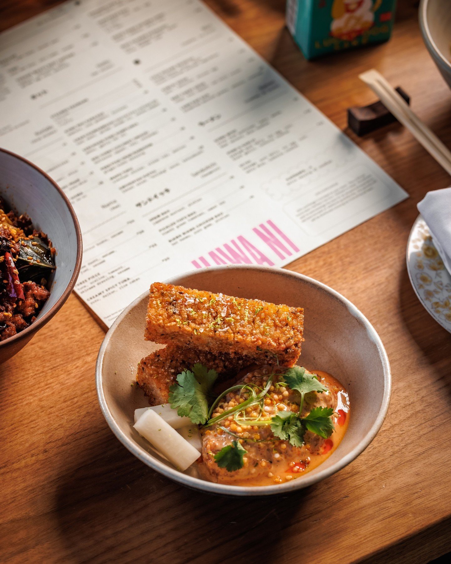 She&rsquo;s spicy, she&rsquo;s citrusy, she&rsquo;s served on a rice cake. Enough said.

CREAMY SPICY TUNA // yuzu, daikon, rice cakes.