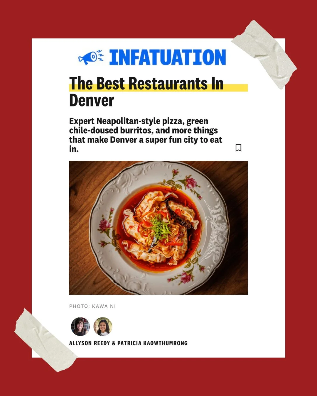 We are beyond honored to be included in @infatuation&rsquo;s Best Restaurants in Denver list this year! To be recognized alongside so many incredible spots in such a vibrant food city means the world to our whole team.

A heartfelt thank you to Allys