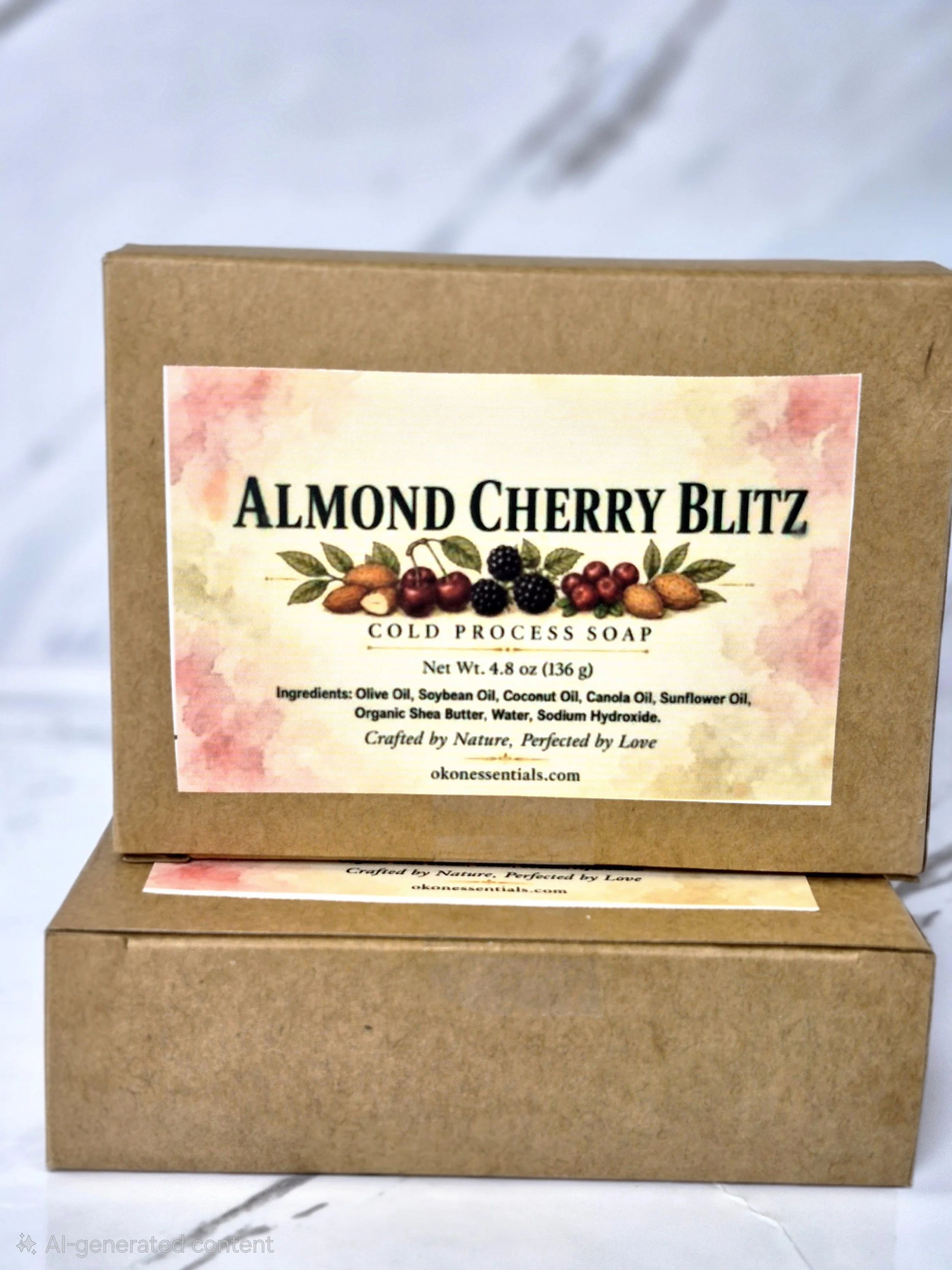 Almond Cherry Blitz Cold Process Soap | Shea Butter & Plant Oils -2 Bar Pack