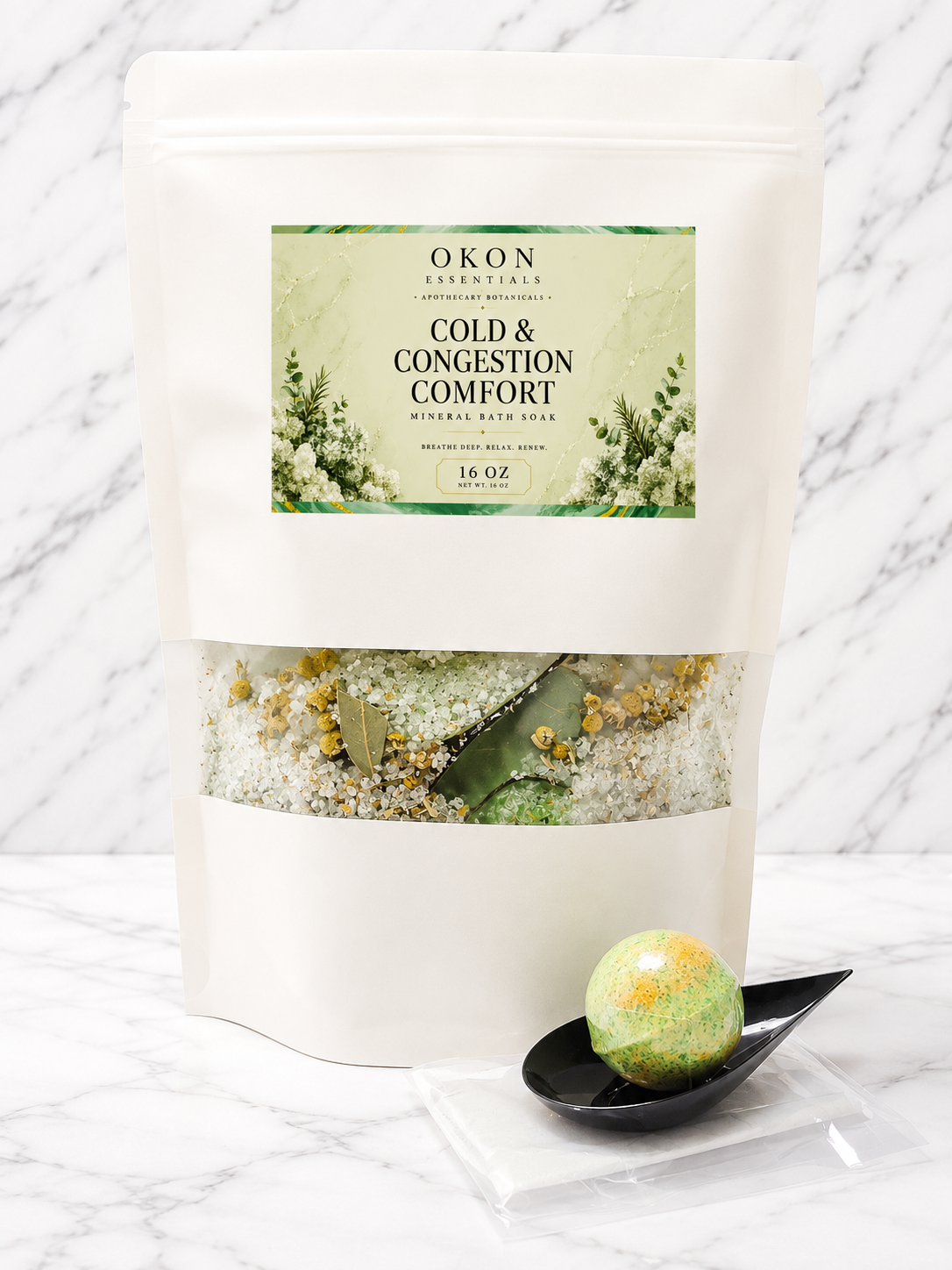 Cold & Congestion Comfort Bath Soak 16 oz | Eucalyptus, Peppermint & Mineral Salt Soak