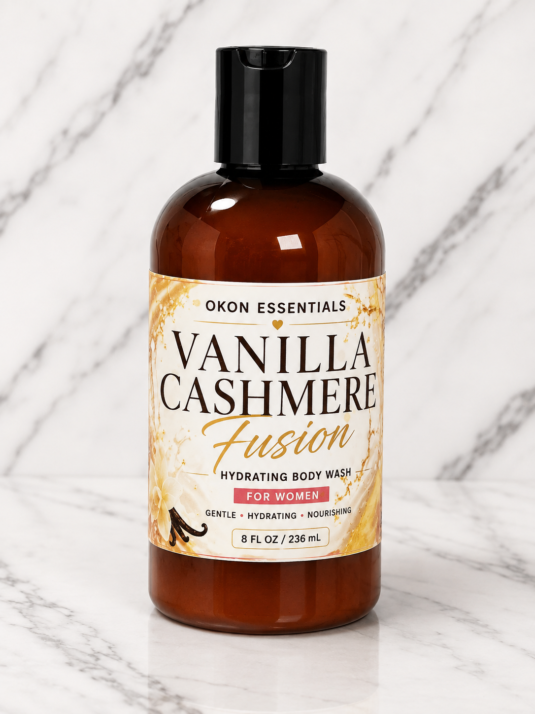 Vanilla Cashmere Fusion Hydrating Body Wash – 8 oz | Okon Essentials